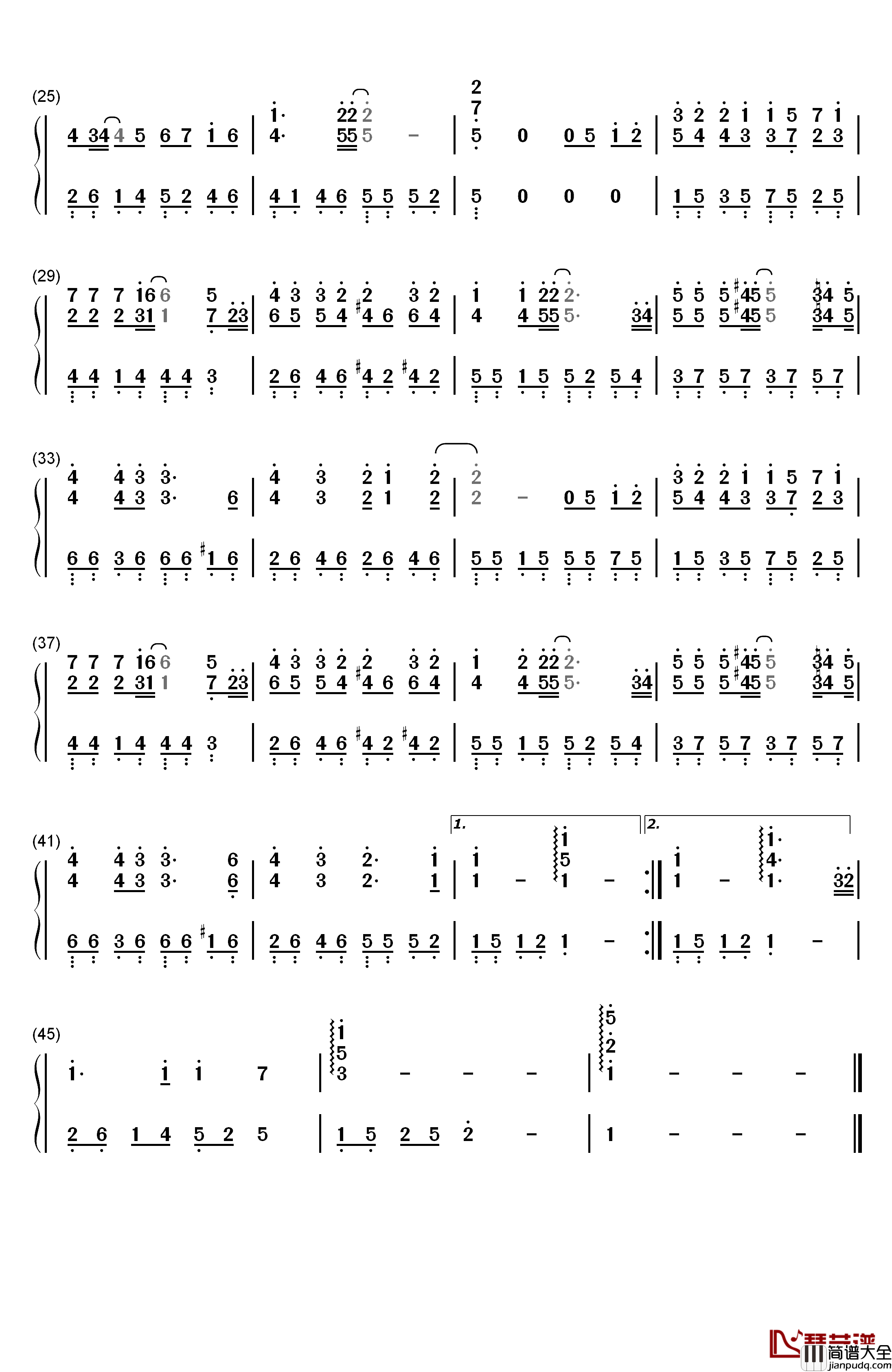 最美的遇见钢琴简谱_数字双手_徐佳莹