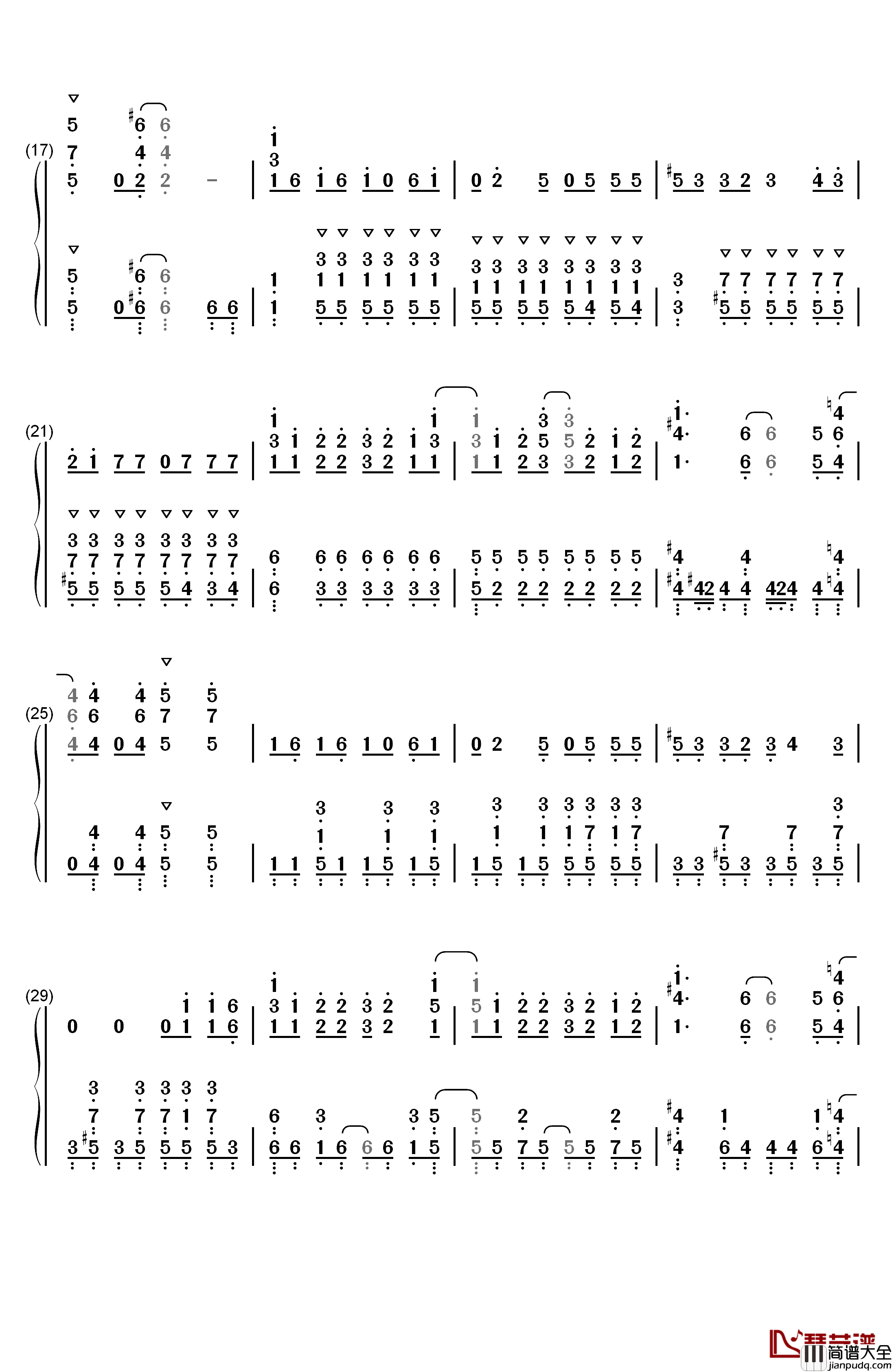 BABY钢琴简谱_数字双手_甜蜜子弹