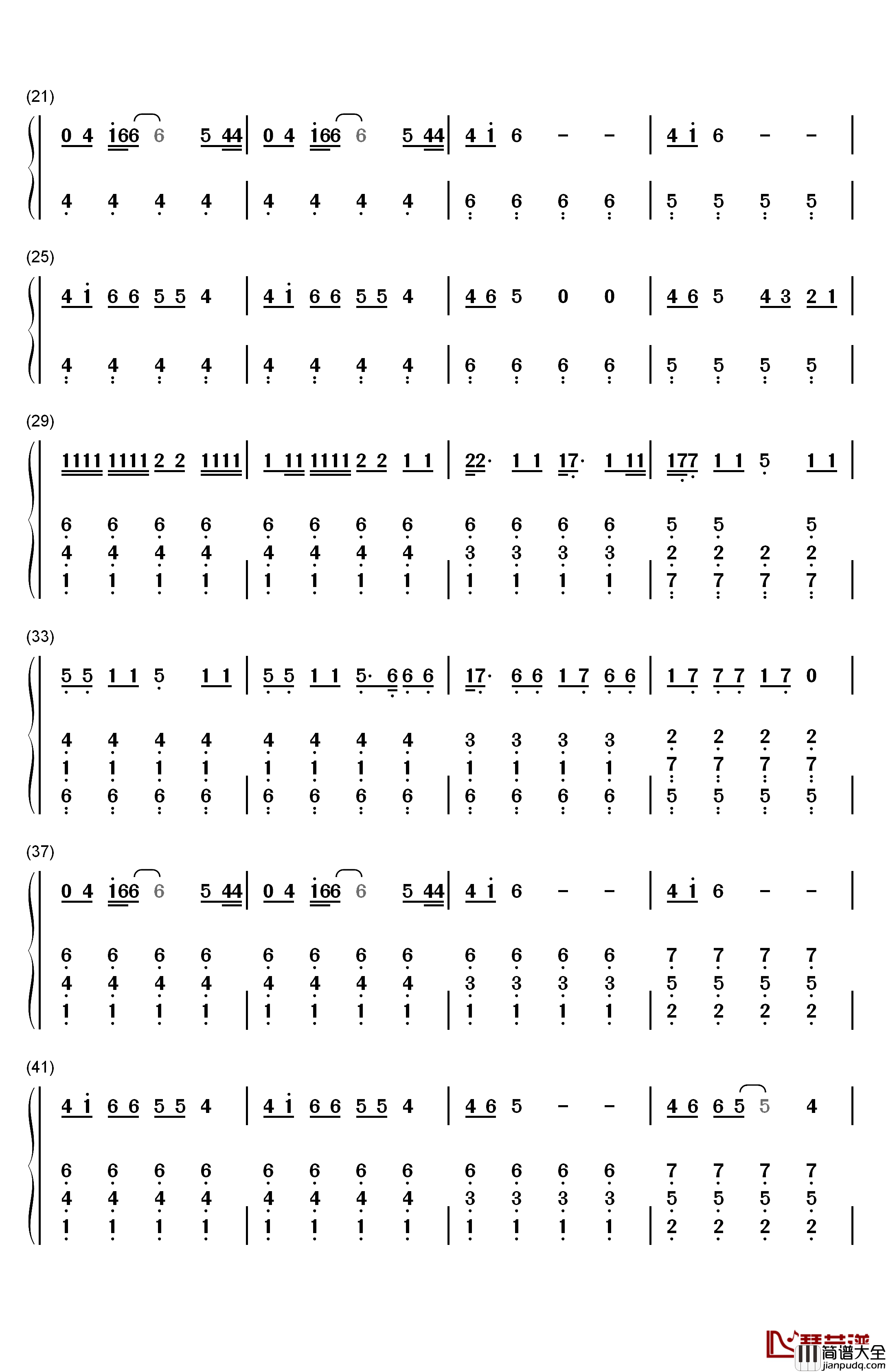 Middle_of_the_Night钢琴简谱_数字双手_Amy_Shark