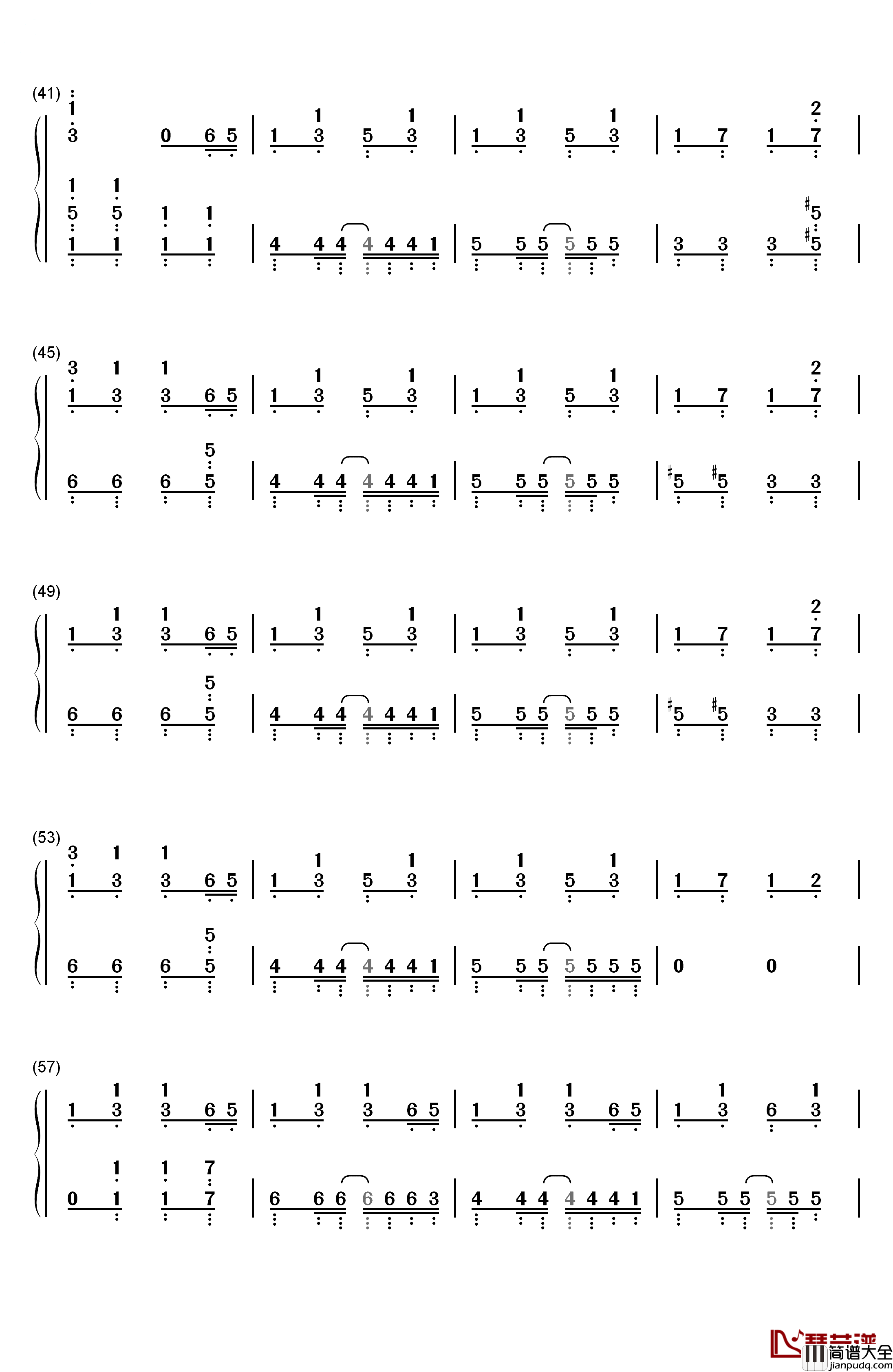ねこふんじゃった钢琴简谱_数字双手_未知