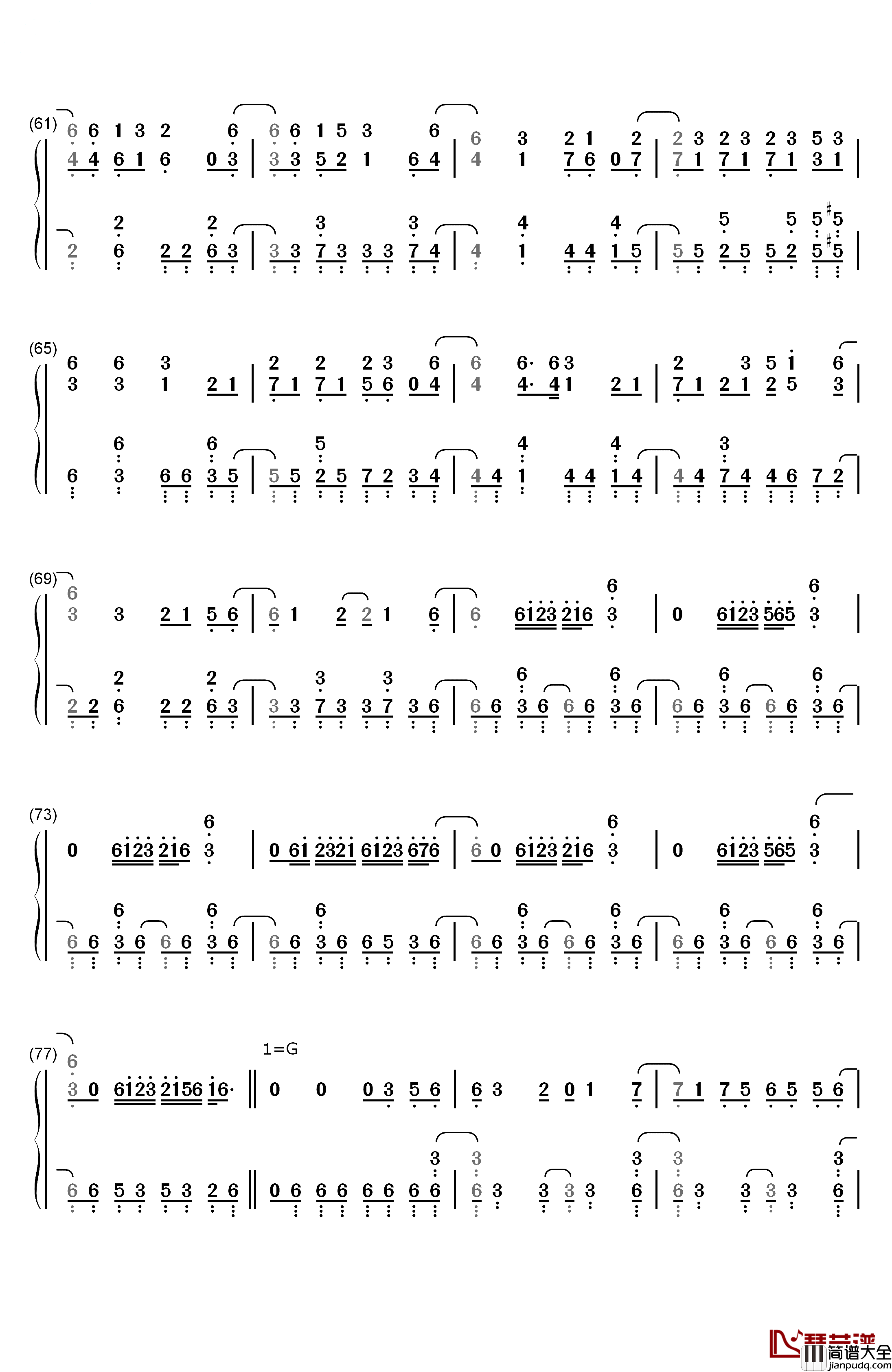 チルドレンレコード_钢琴简谱_数字双手_IA(じん)