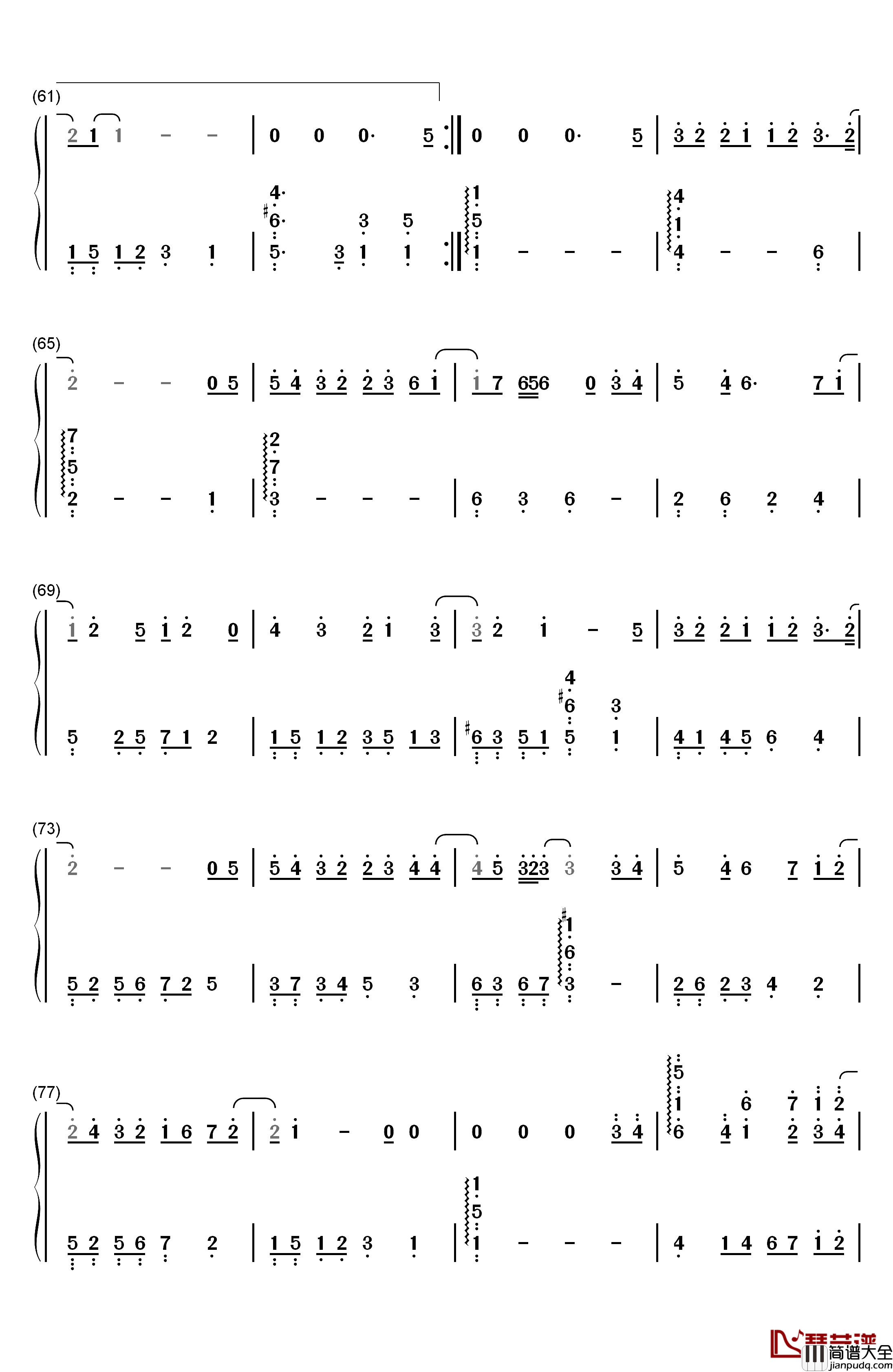 失落沙洲钢琴简谱_数字双手_徐佳莹LaLa