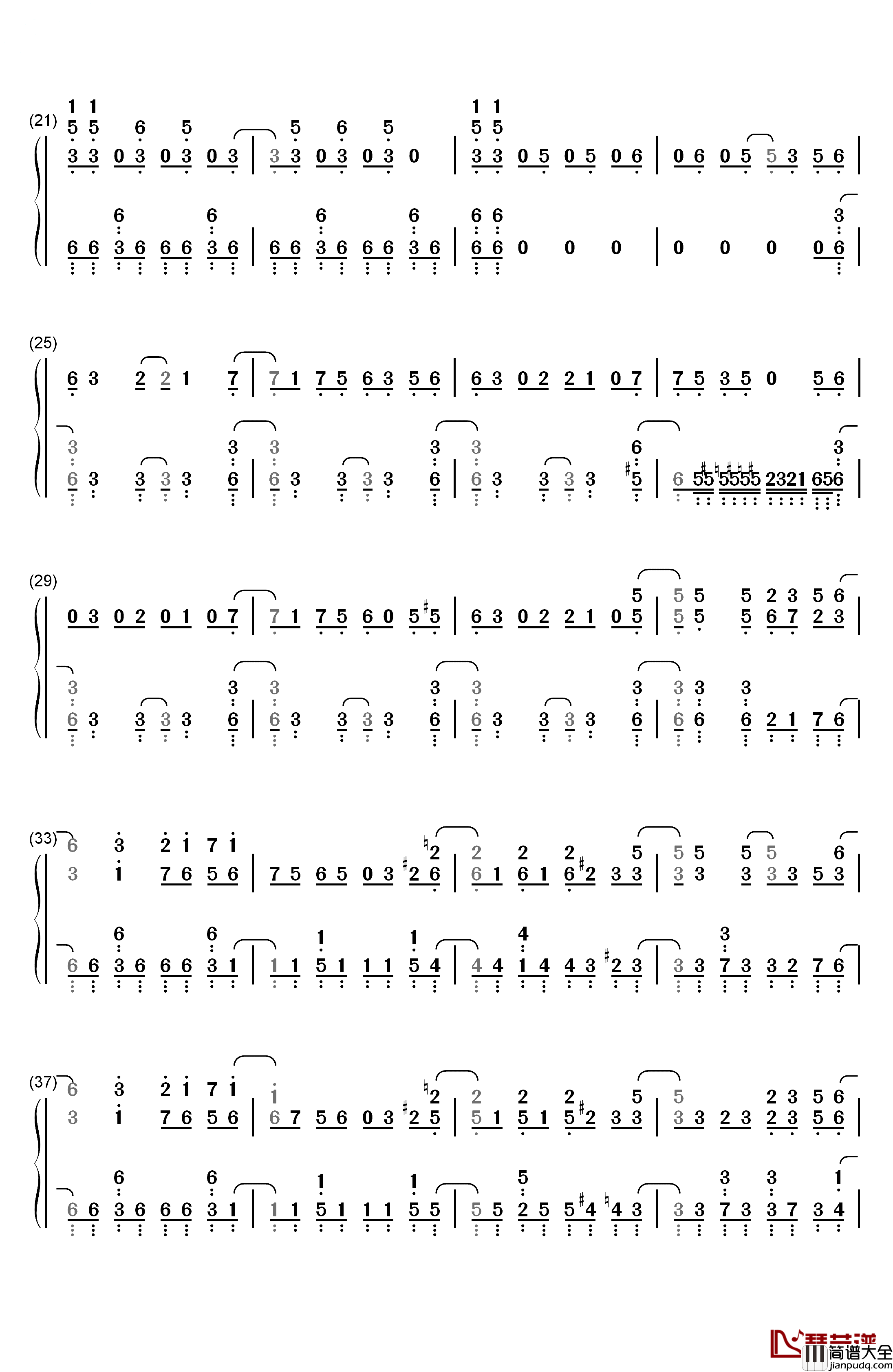 チルドレンレコード_钢琴简谱_数字双手_IA(じん)
