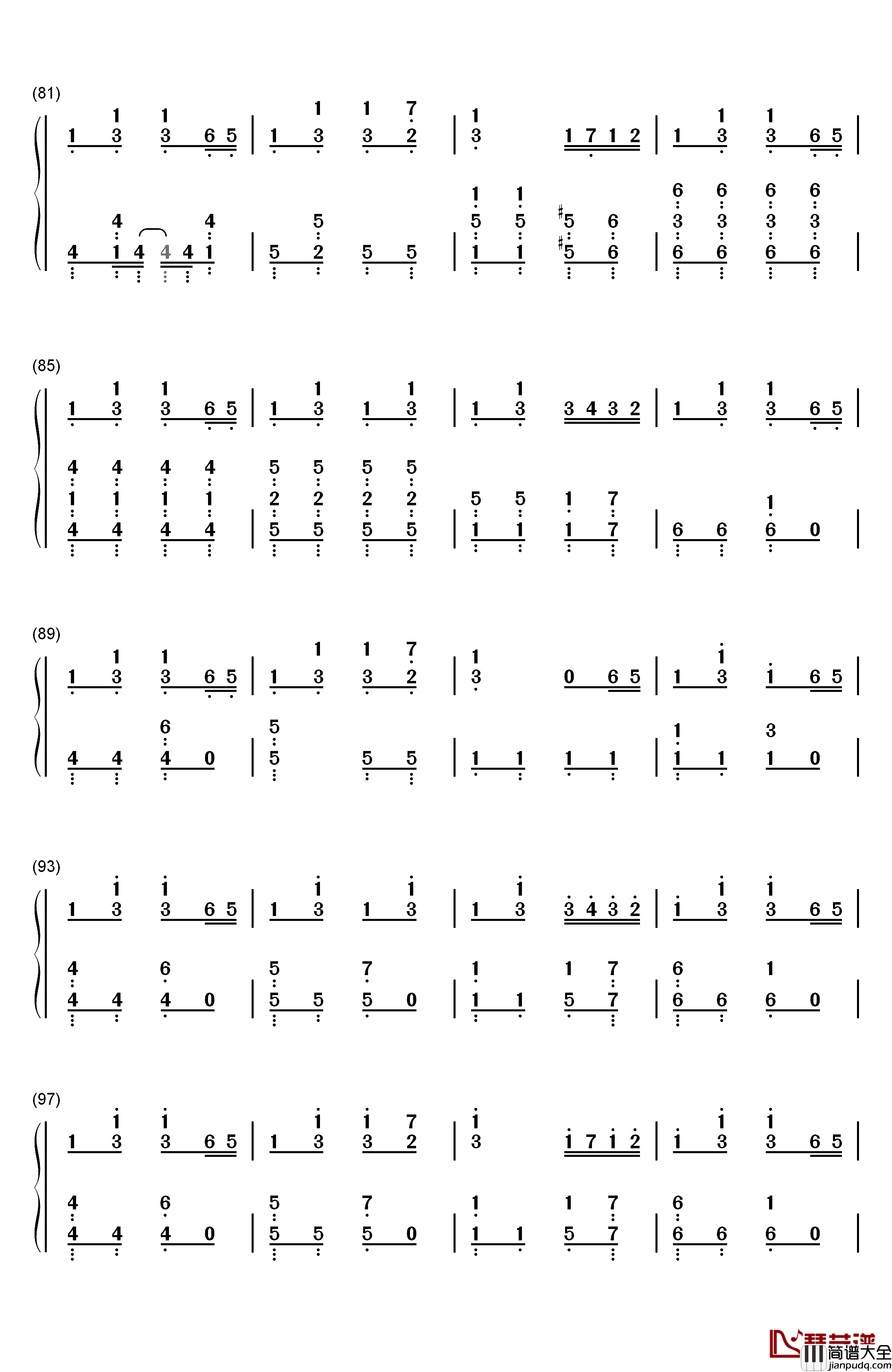 ねこふんじゃった钢琴简谱_数字双手_未知
