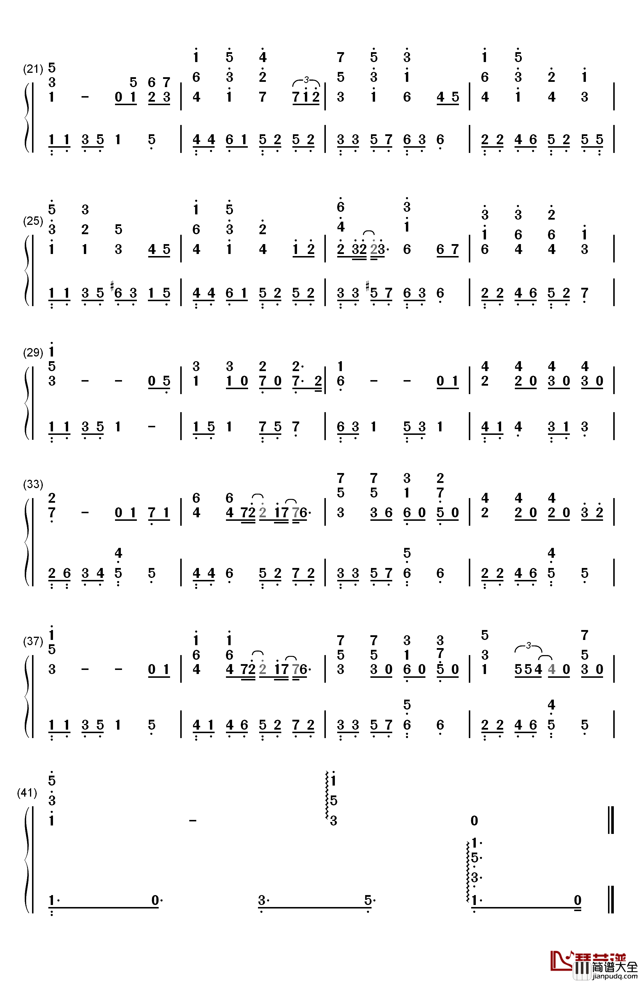 突然好想你钢琴简谱_数字双手_五月天