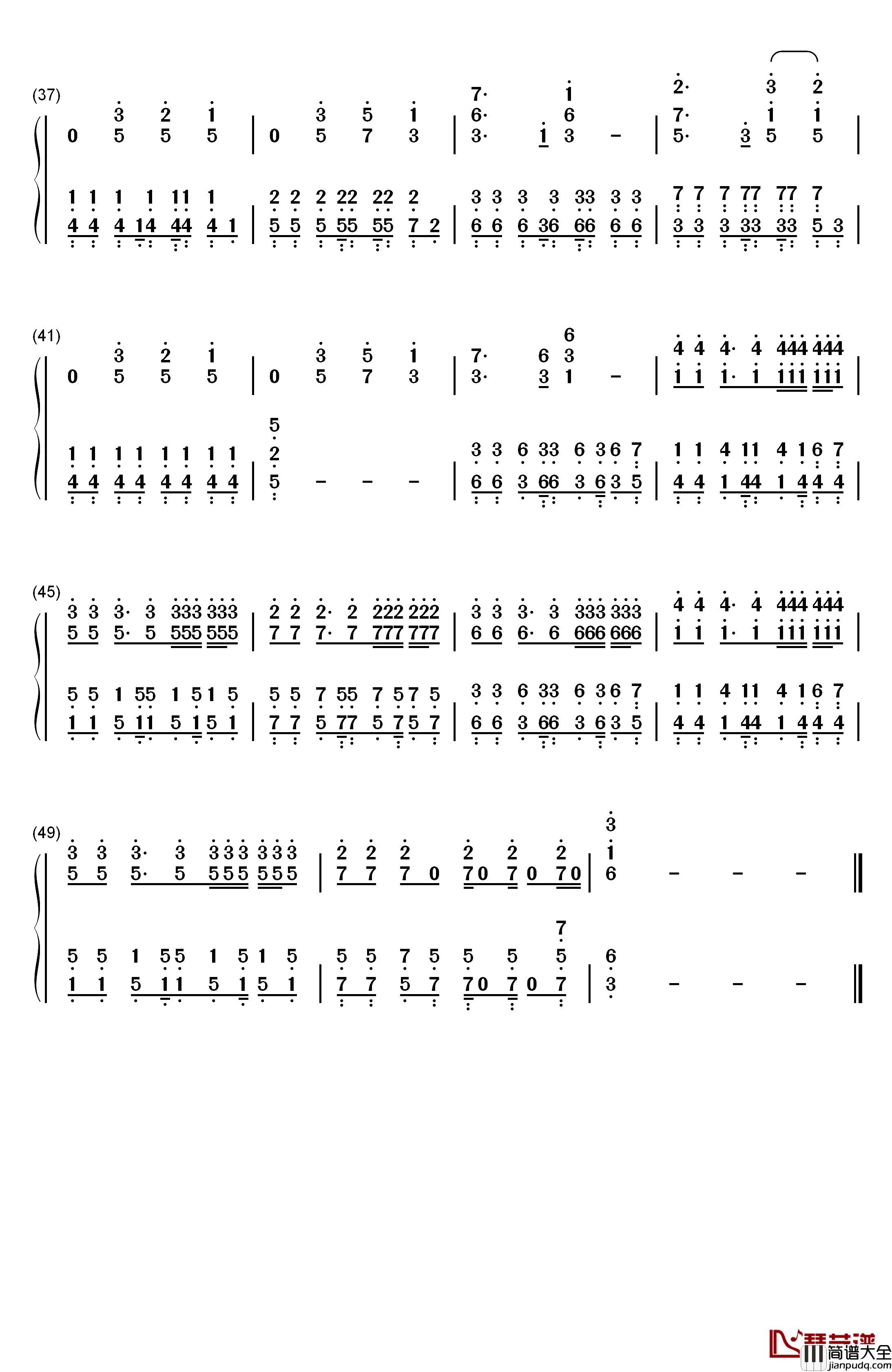 go_forward钢琴简谱_数字双手_KIMERU