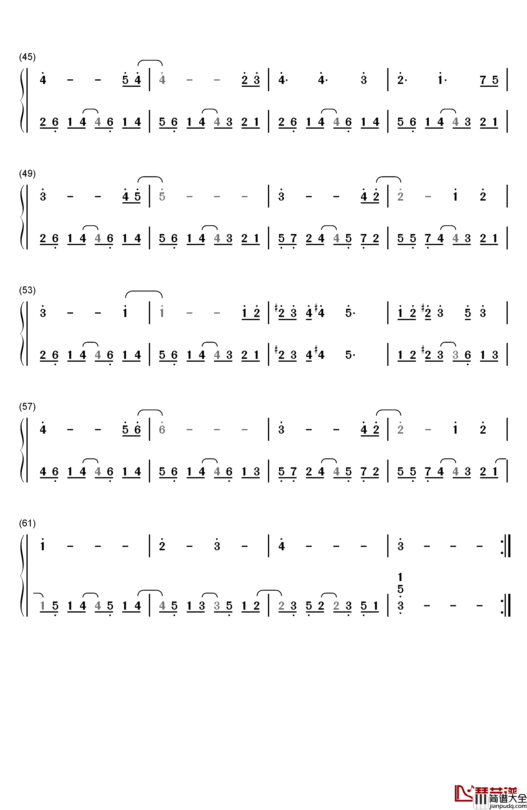 天空之城钢琴简谱_数字双手_Maple_Story