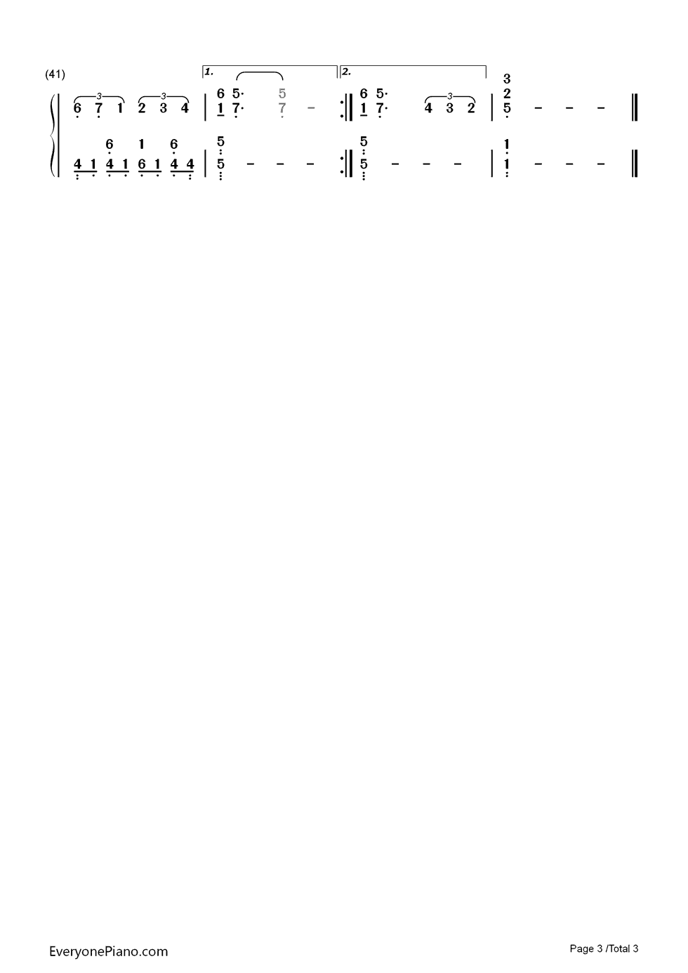 没完没了钢琴简谱_数字双手_孙楠__那英