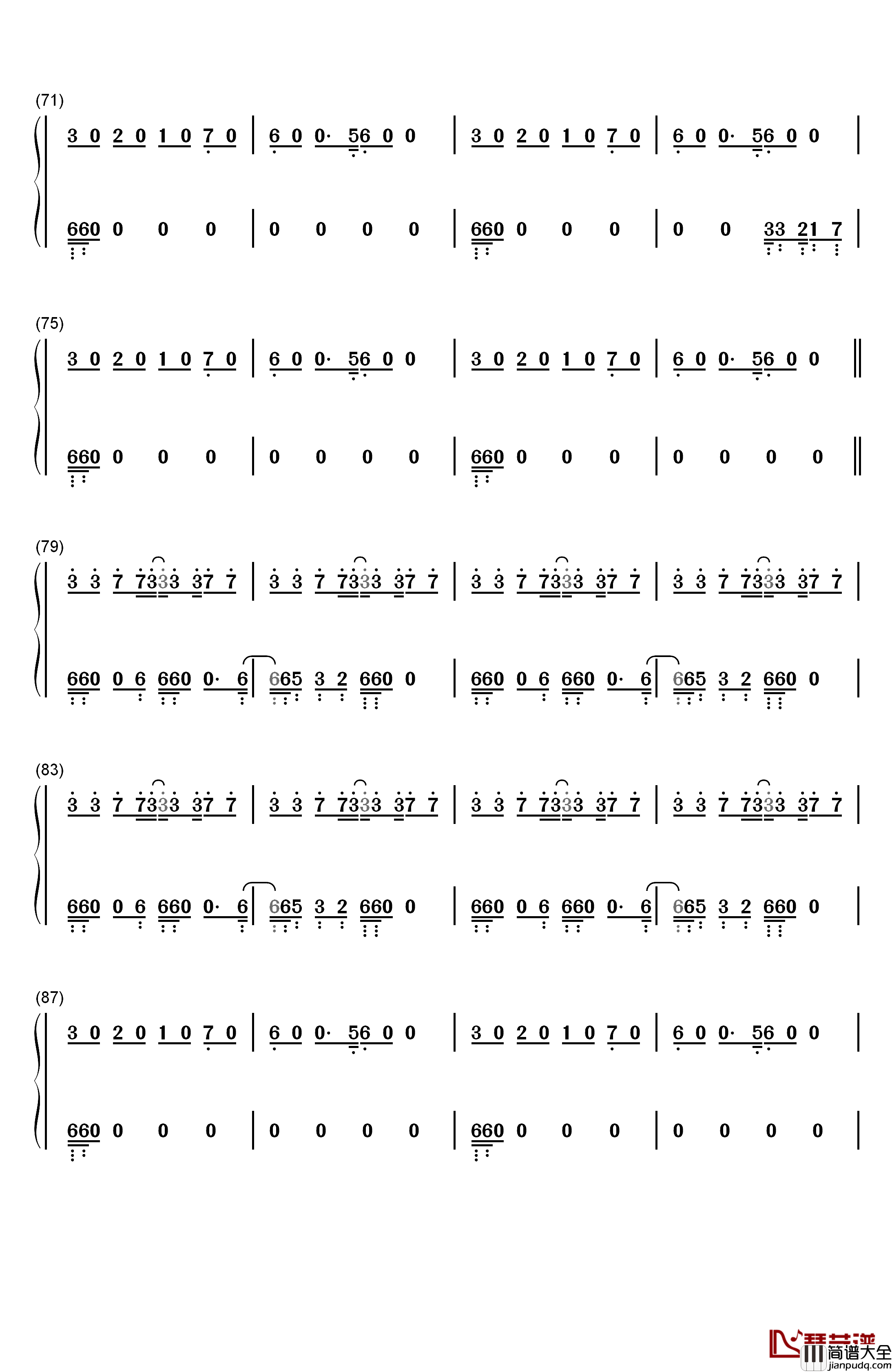 Downtown钢琴简谱_数字双手_Macklemore_&_Ryan_Lewis