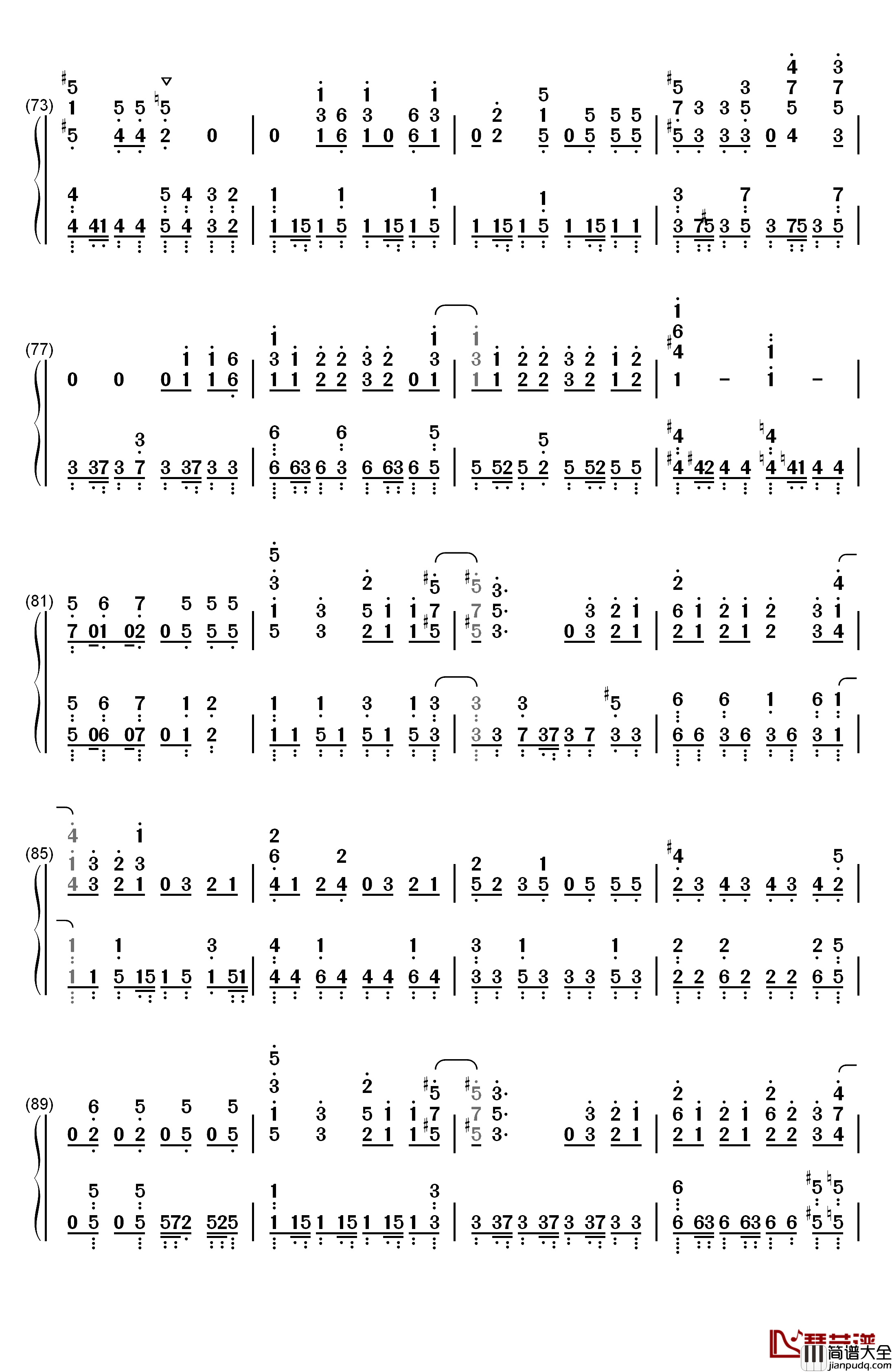 BABY钢琴简谱_数字双手_甜蜜子弹