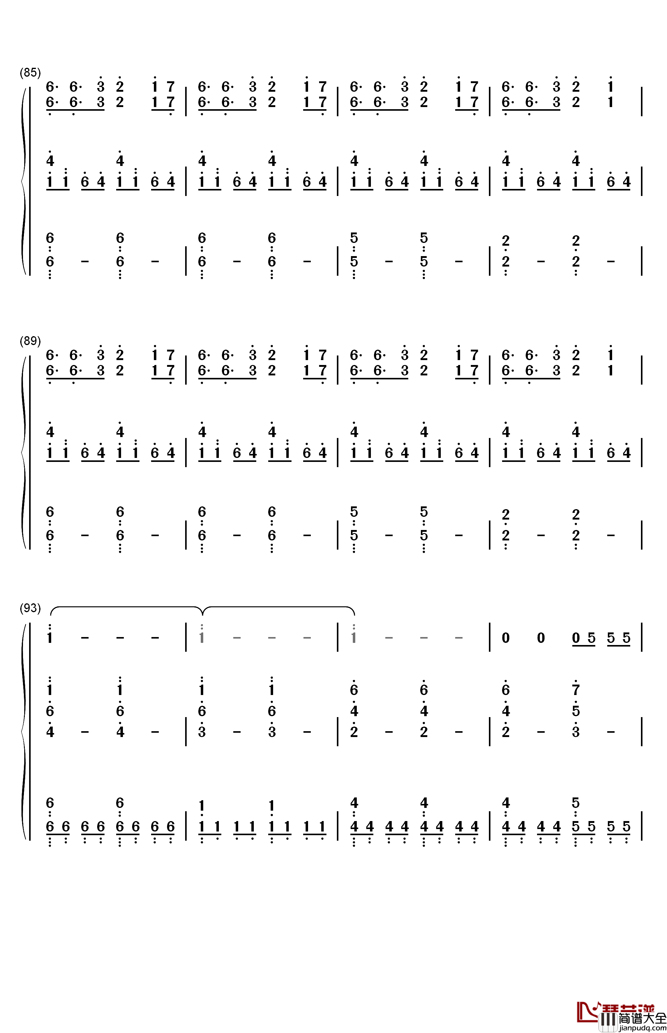 Roi钢琴简谱_数字双手_Bilal_Hassani