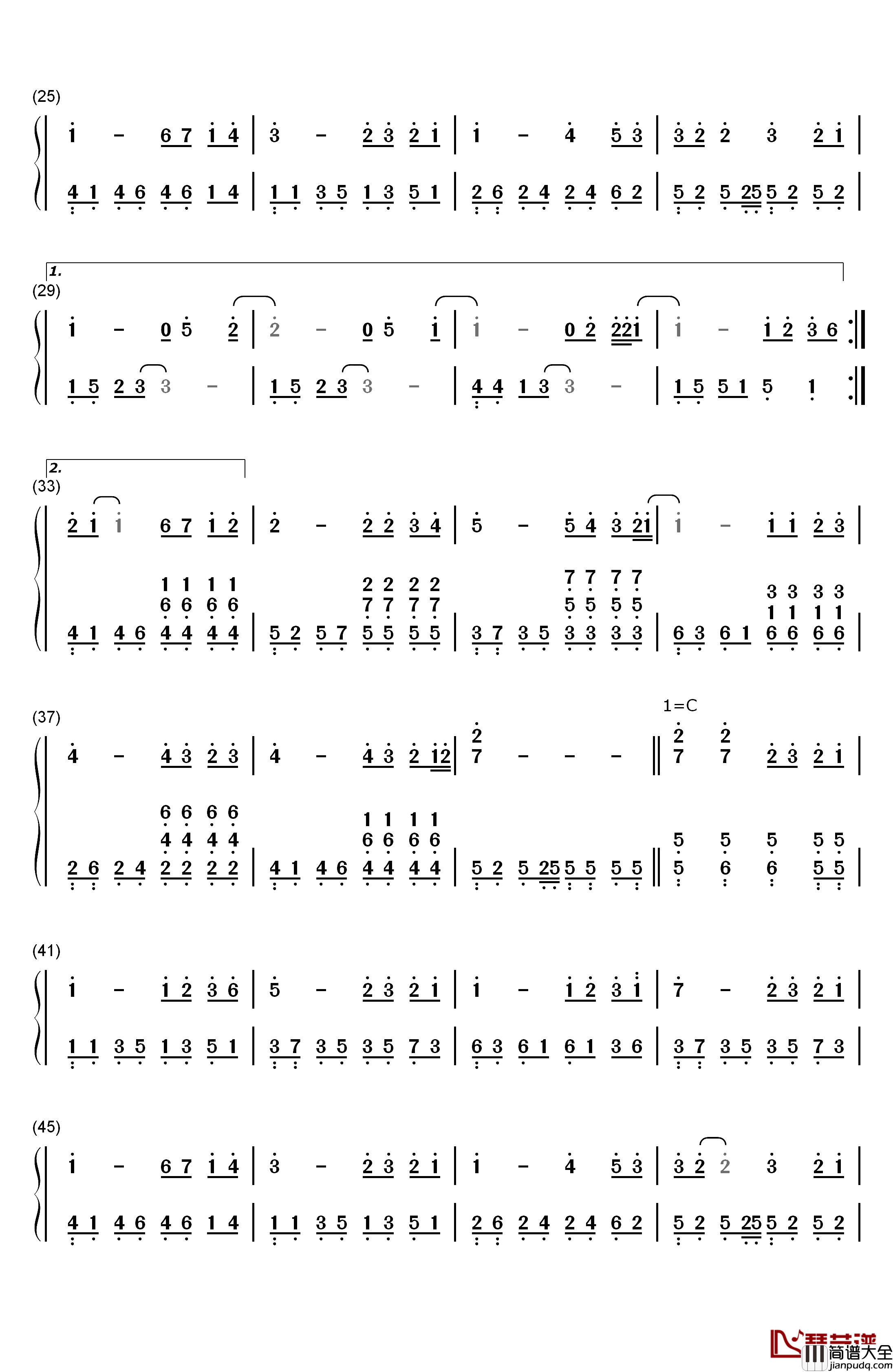 想太多钢琴简谱_数字双手_李玖哲