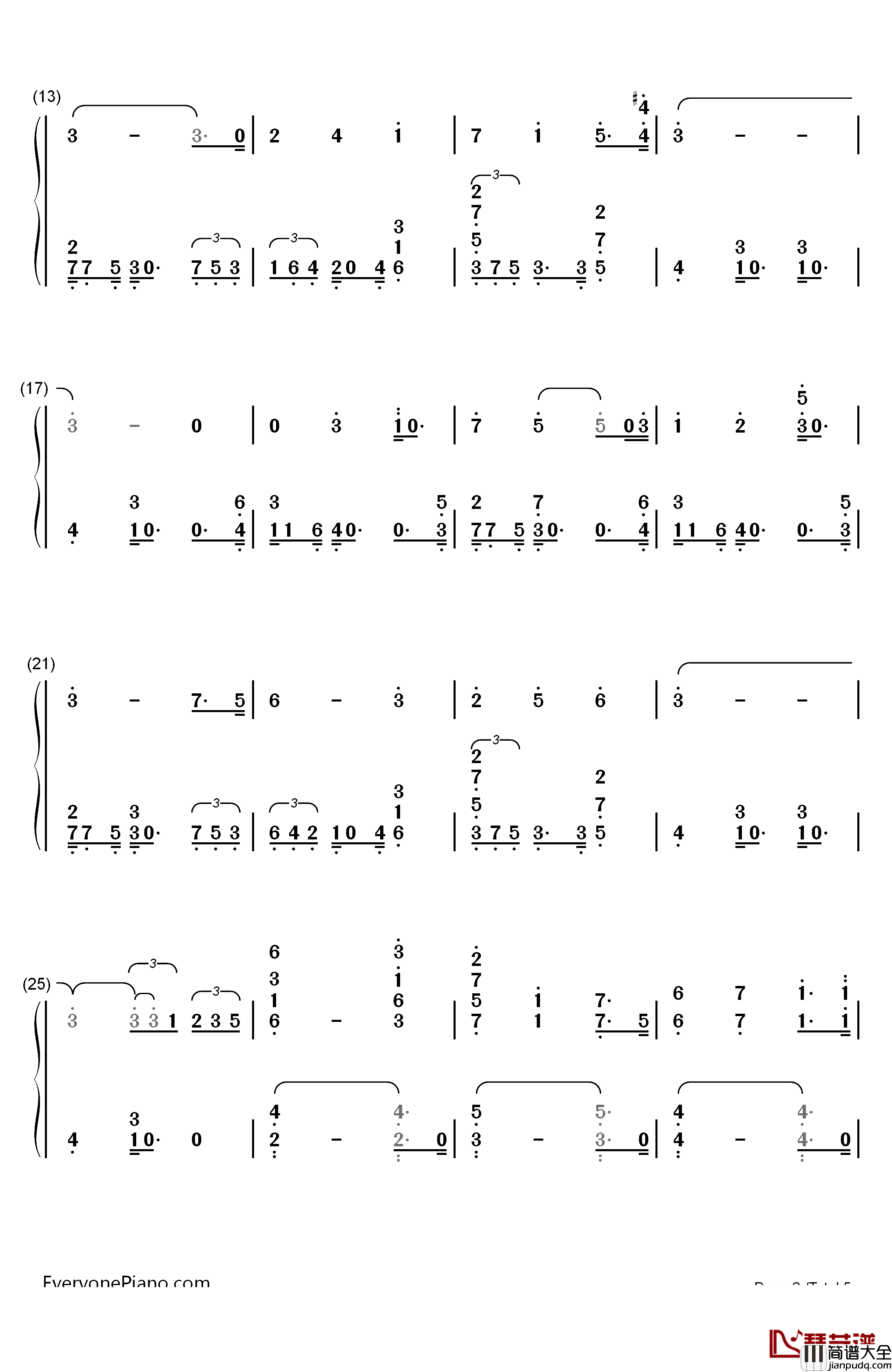 女皇花园钢琴简谱_数字双手_Maple_Story
