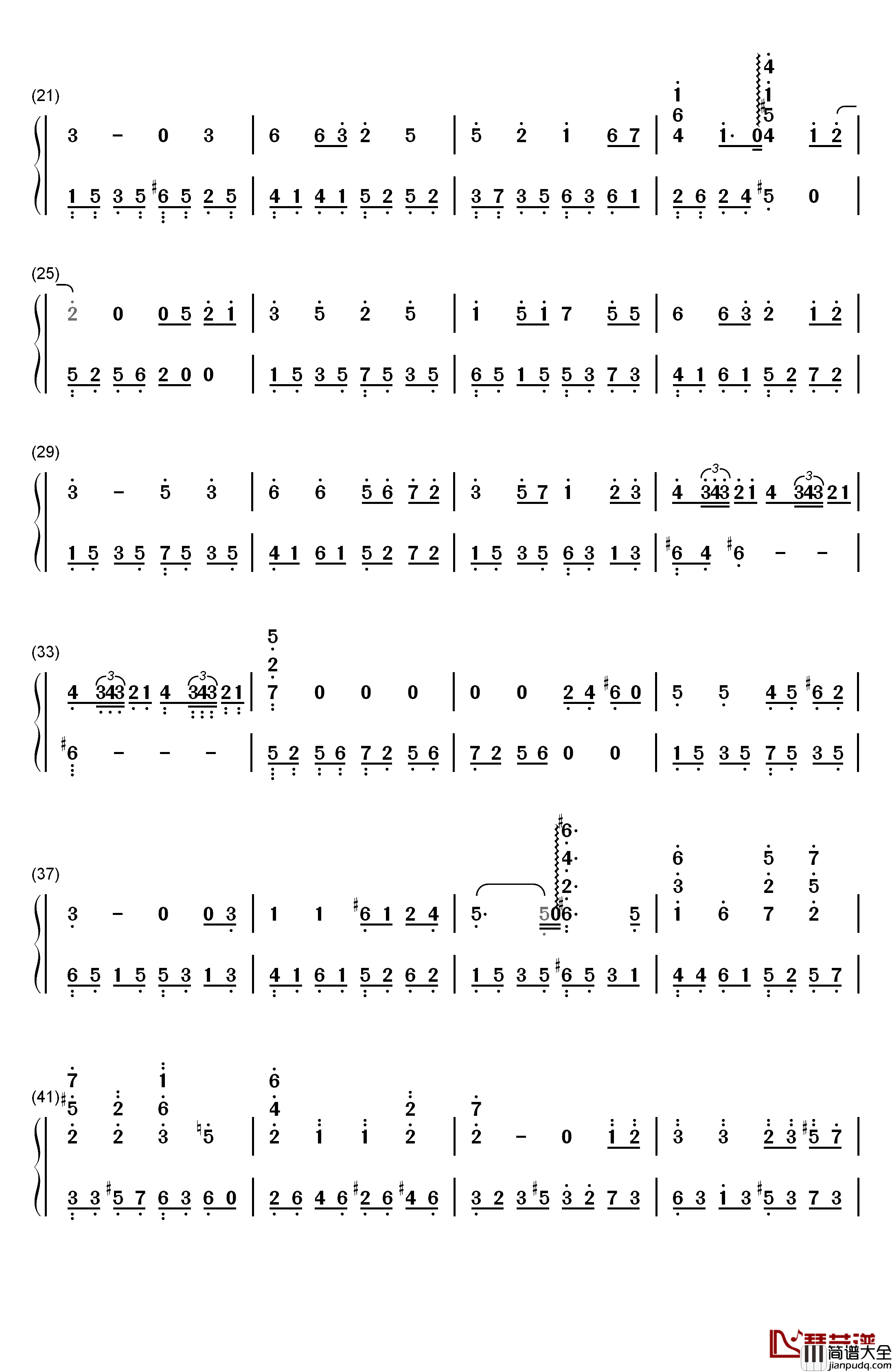 Nuit_Silencieuse钢琴简谱_数字双手_Nuit_Silencieuse