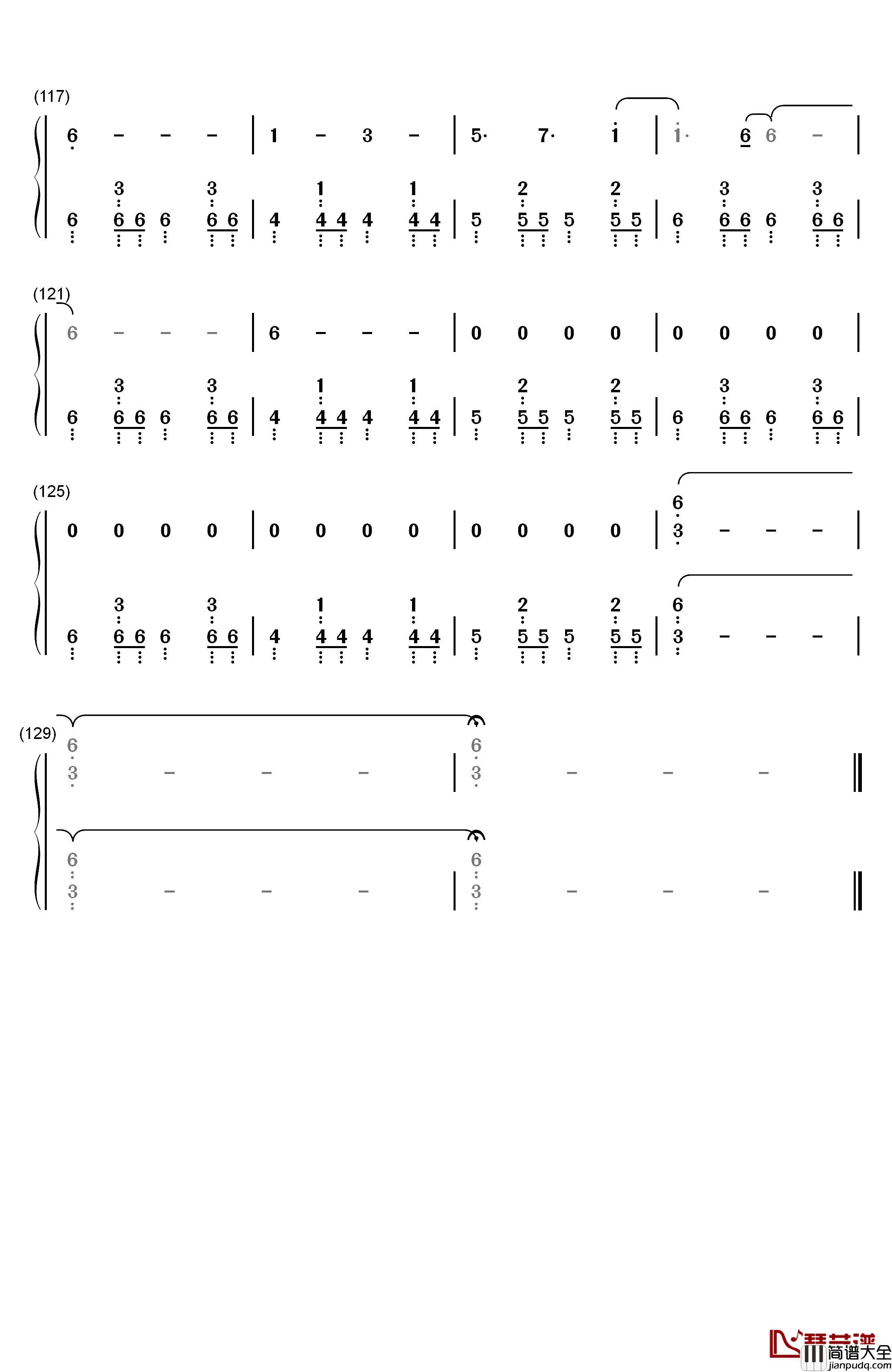 昙天钢琴简谱_数字双手_ドーズ（DOES）