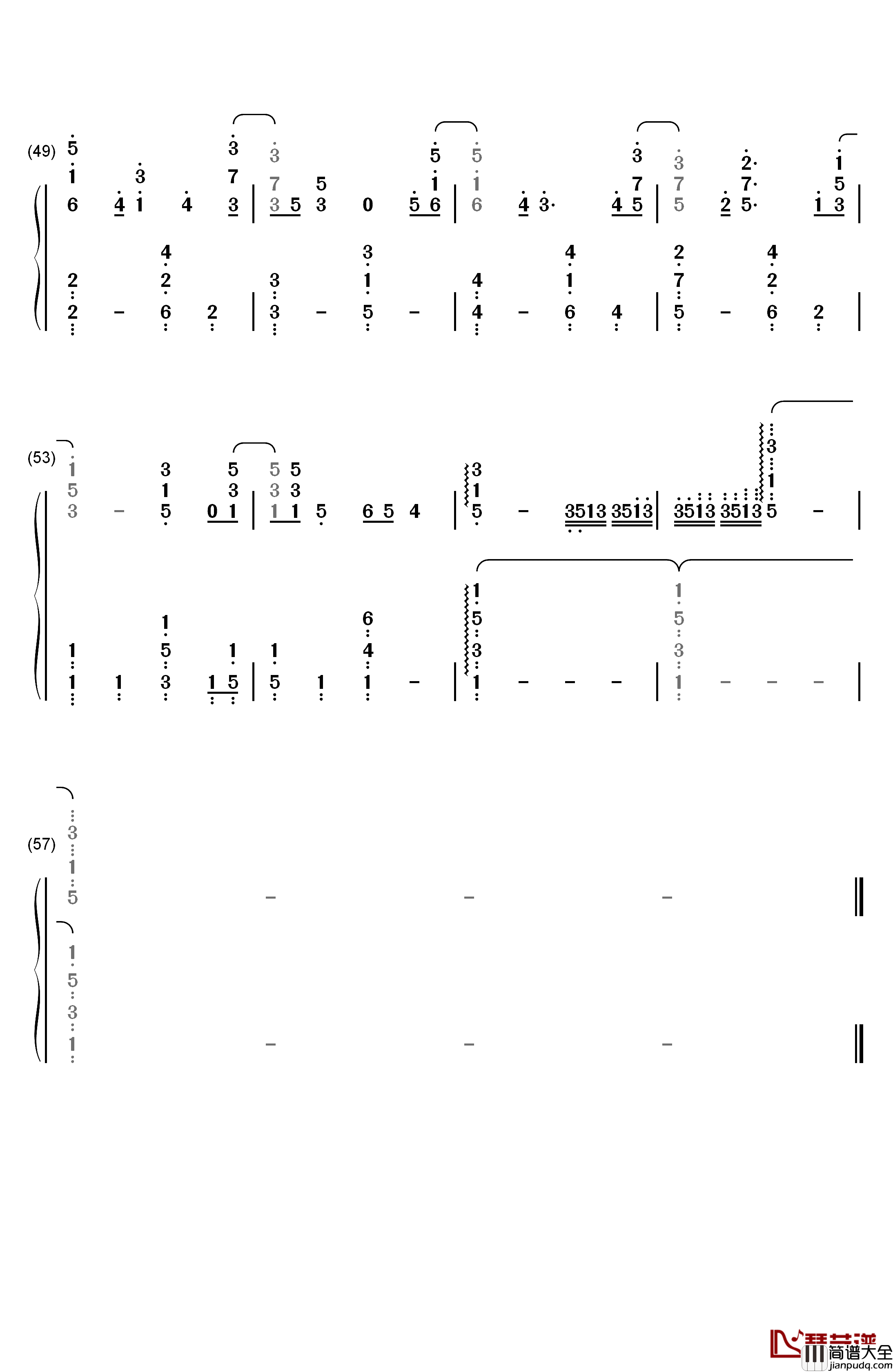結露钢琴简谱_数字双手_片平里菜