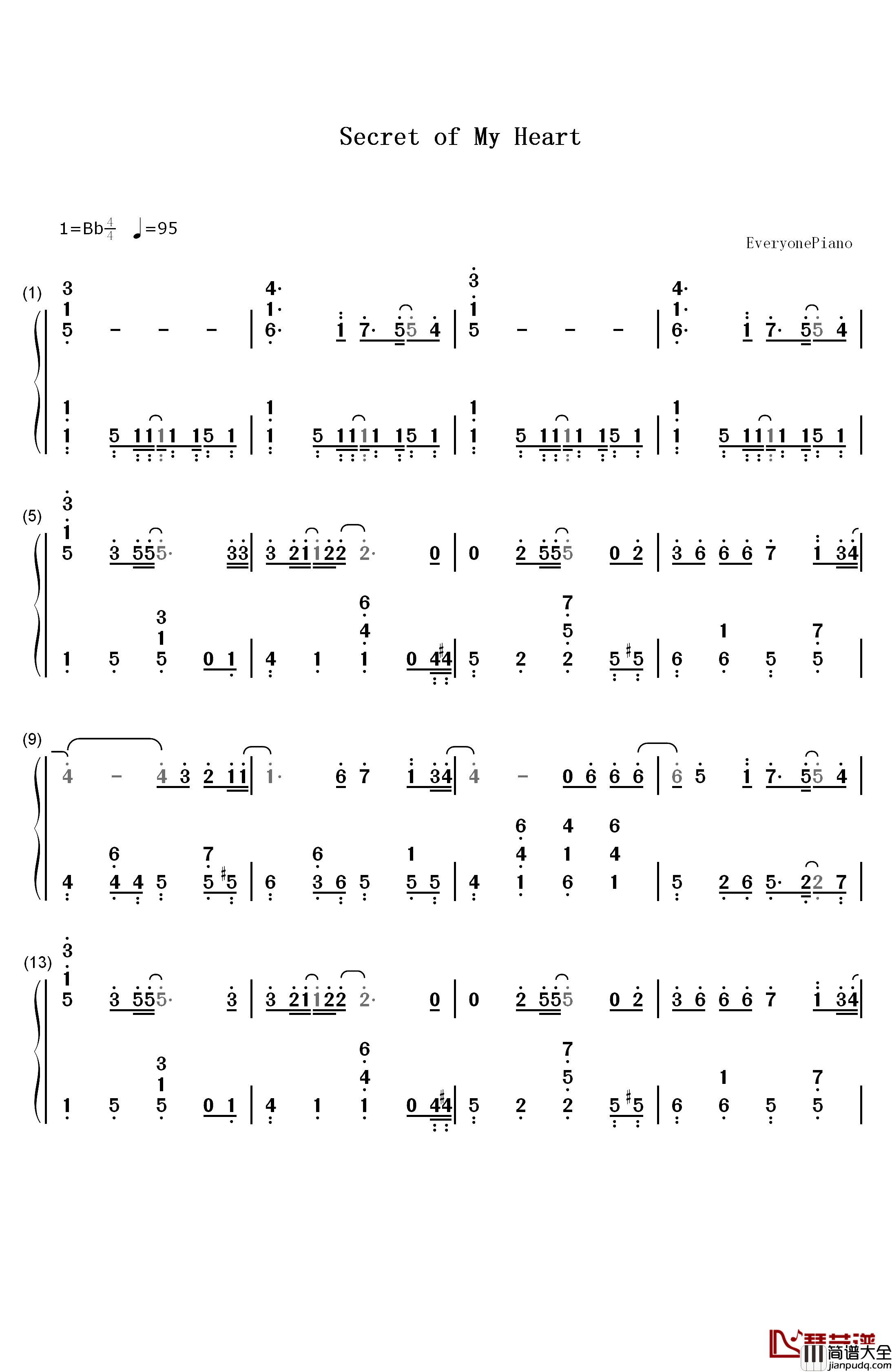 secret_of_my_heart钢琴简谱_数字双手_仓木麻衣
