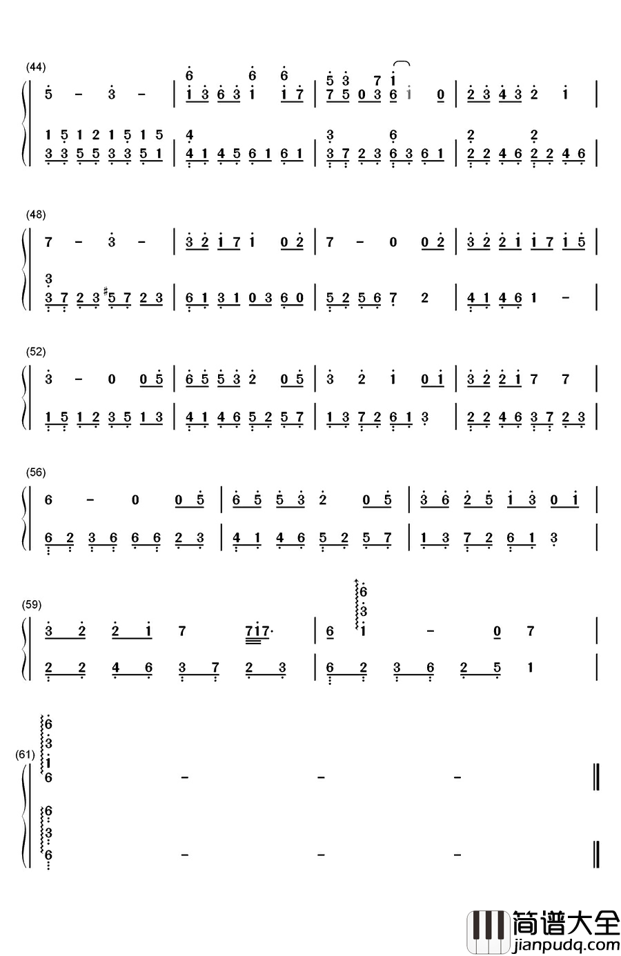 三个人的时光钢琴简谱_数字双手_曾志豪__吴欣睿