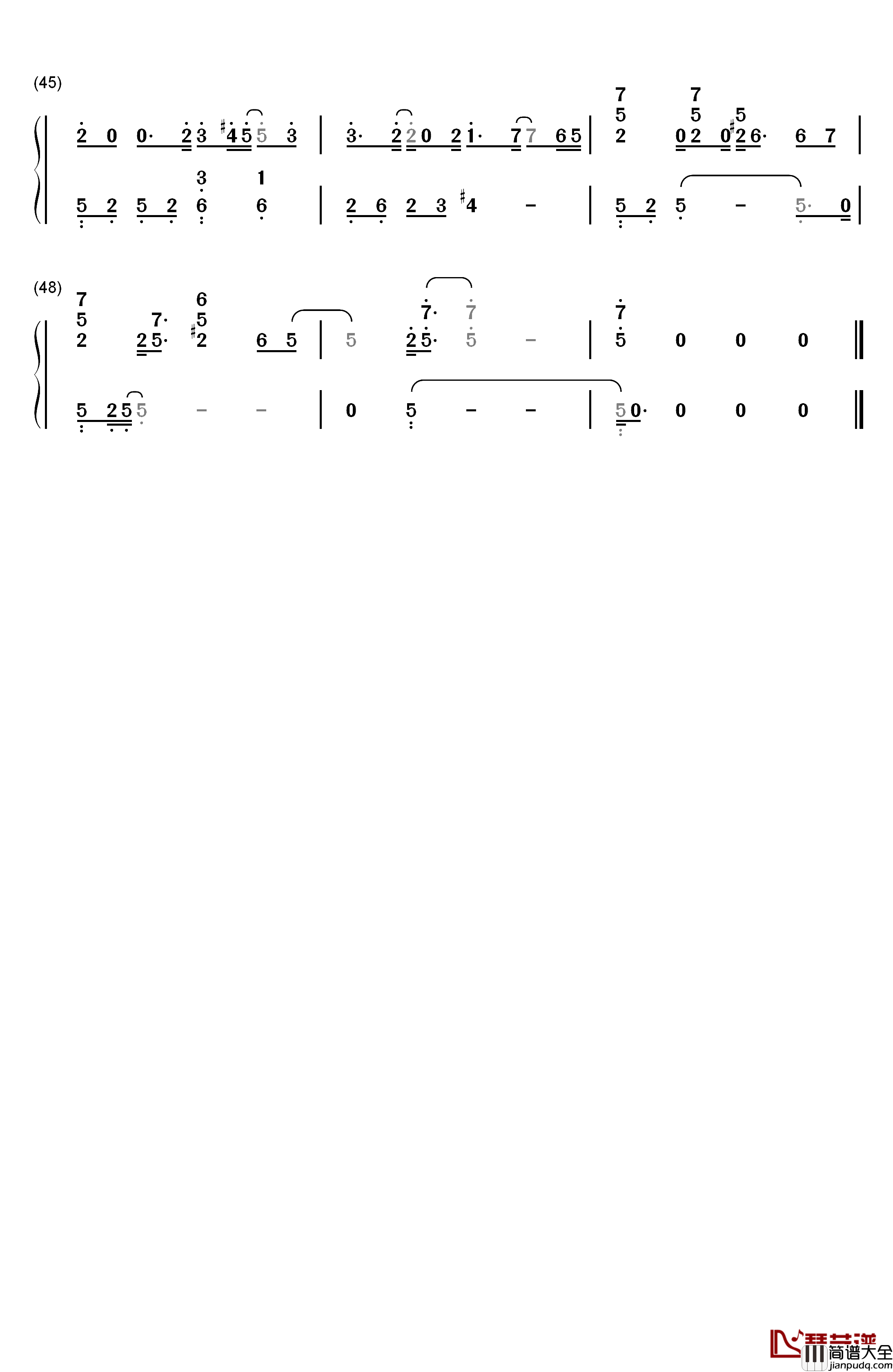 陪你左右钢琴简谱_数字双手_祖峰