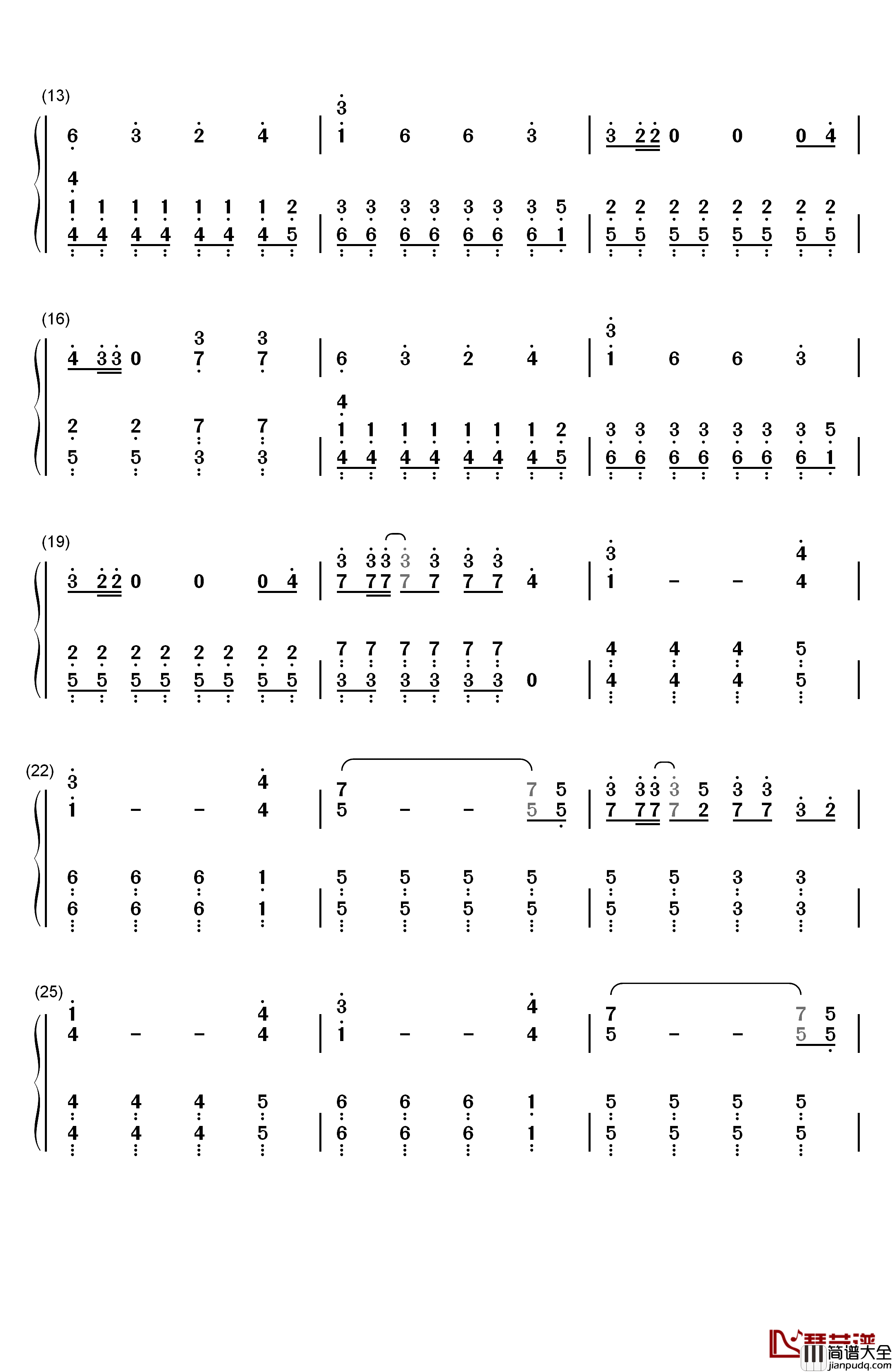 Diamonds简单版钢琴简谱_数字双手_Rihanna