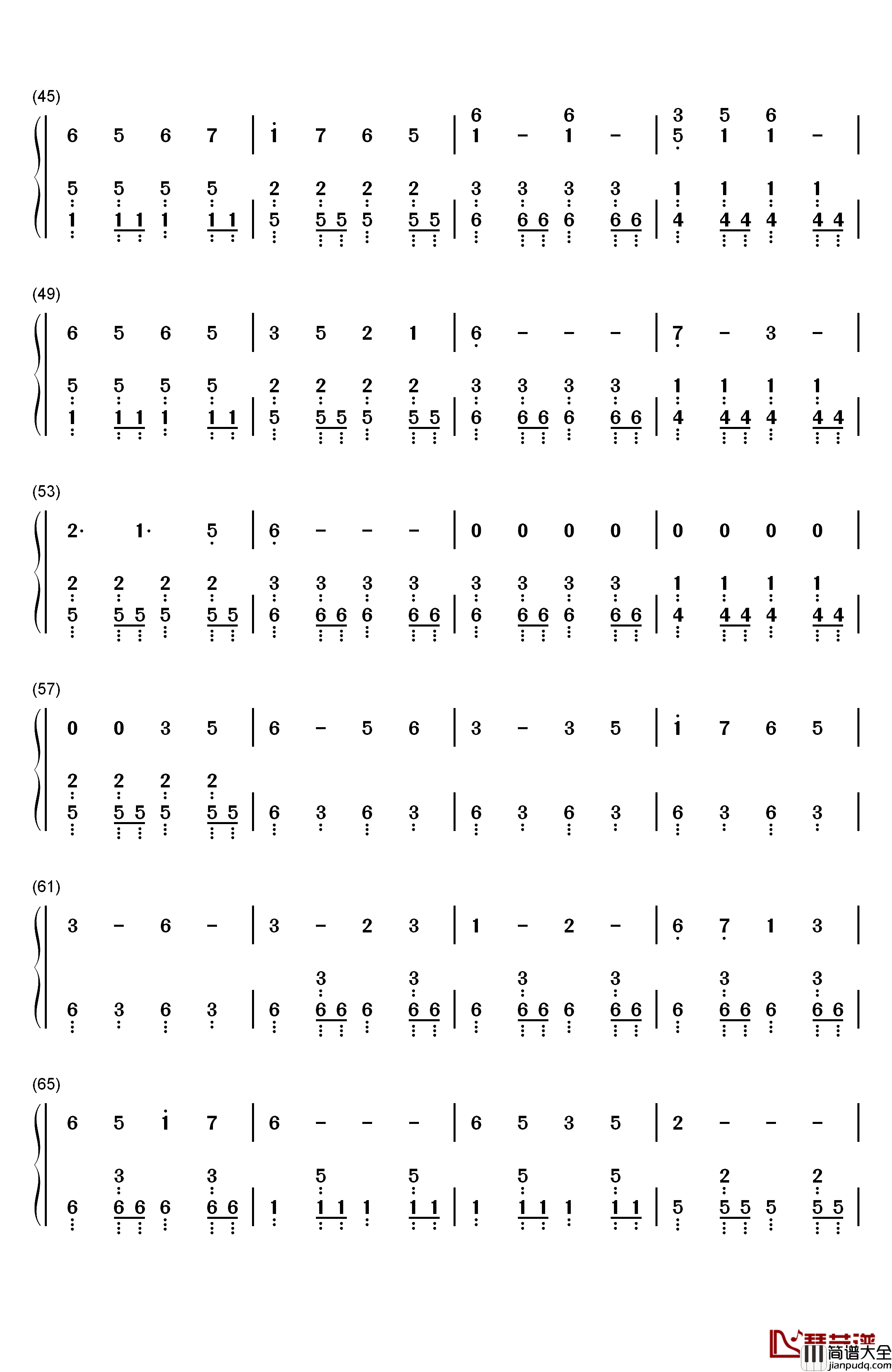 昙天钢琴简谱_数字双手_ドーズ（DOES）