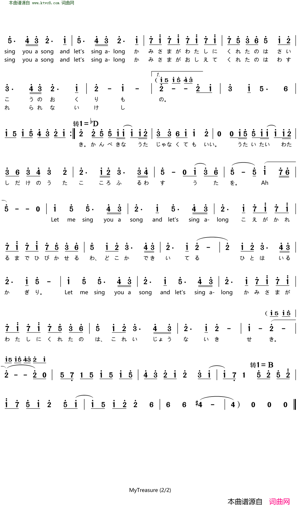 My_Treasure动漫_约会大作战Ⅱ_插曲简谱