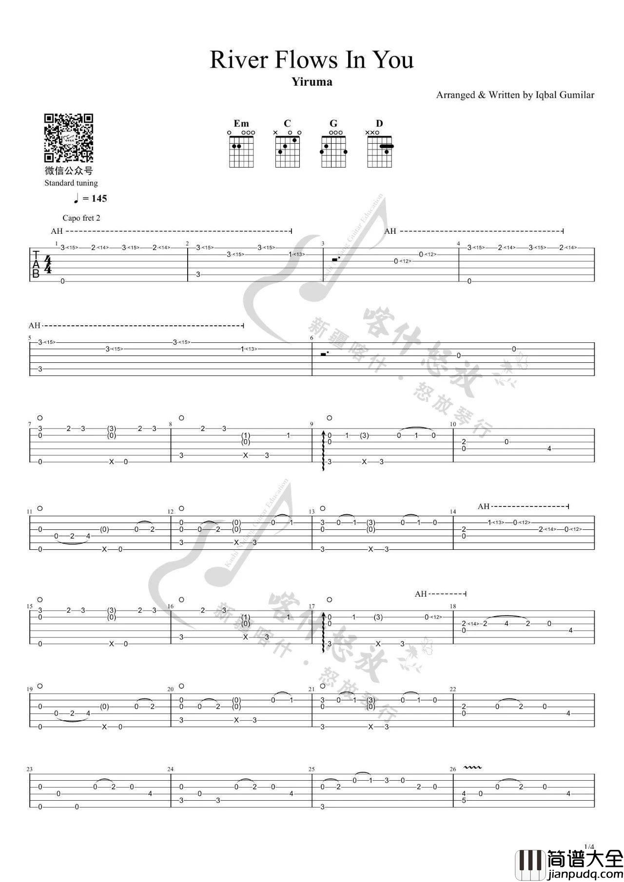 River_Flows_In_You指弹吉他谱_Yiruma_你的心河独奏六线谱