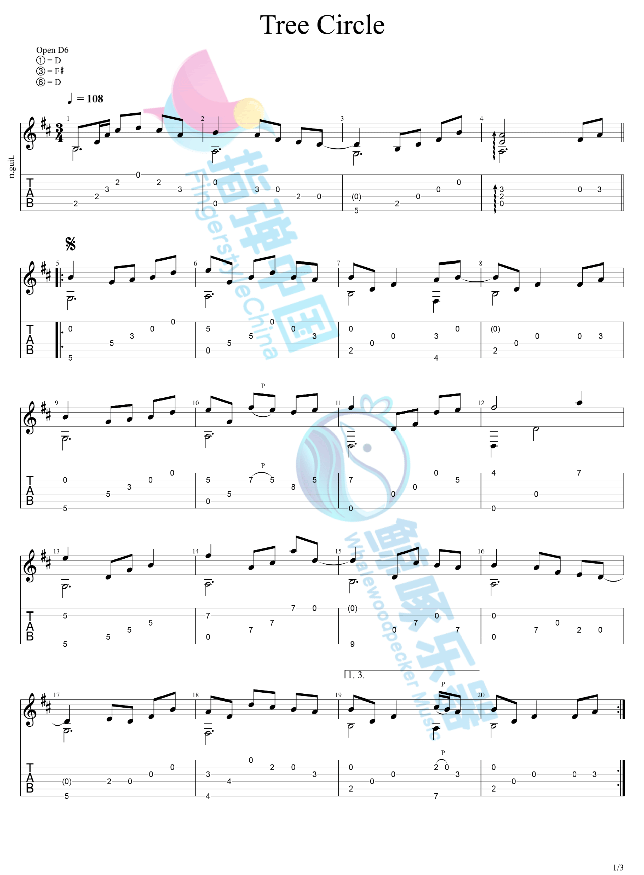 年轮指弹吉他谱_中川砂仁_Tree_Circle吉他独奏六线谱