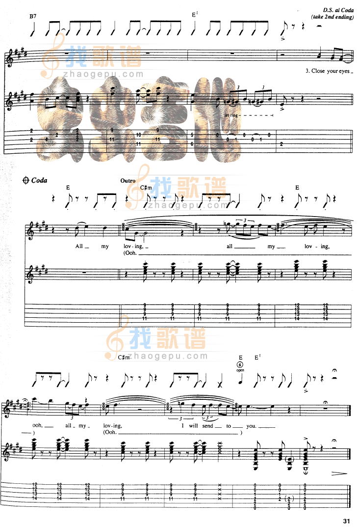 All My Loving吉他谱_WayneGratz_AllMyLoving_找歌谱_F调