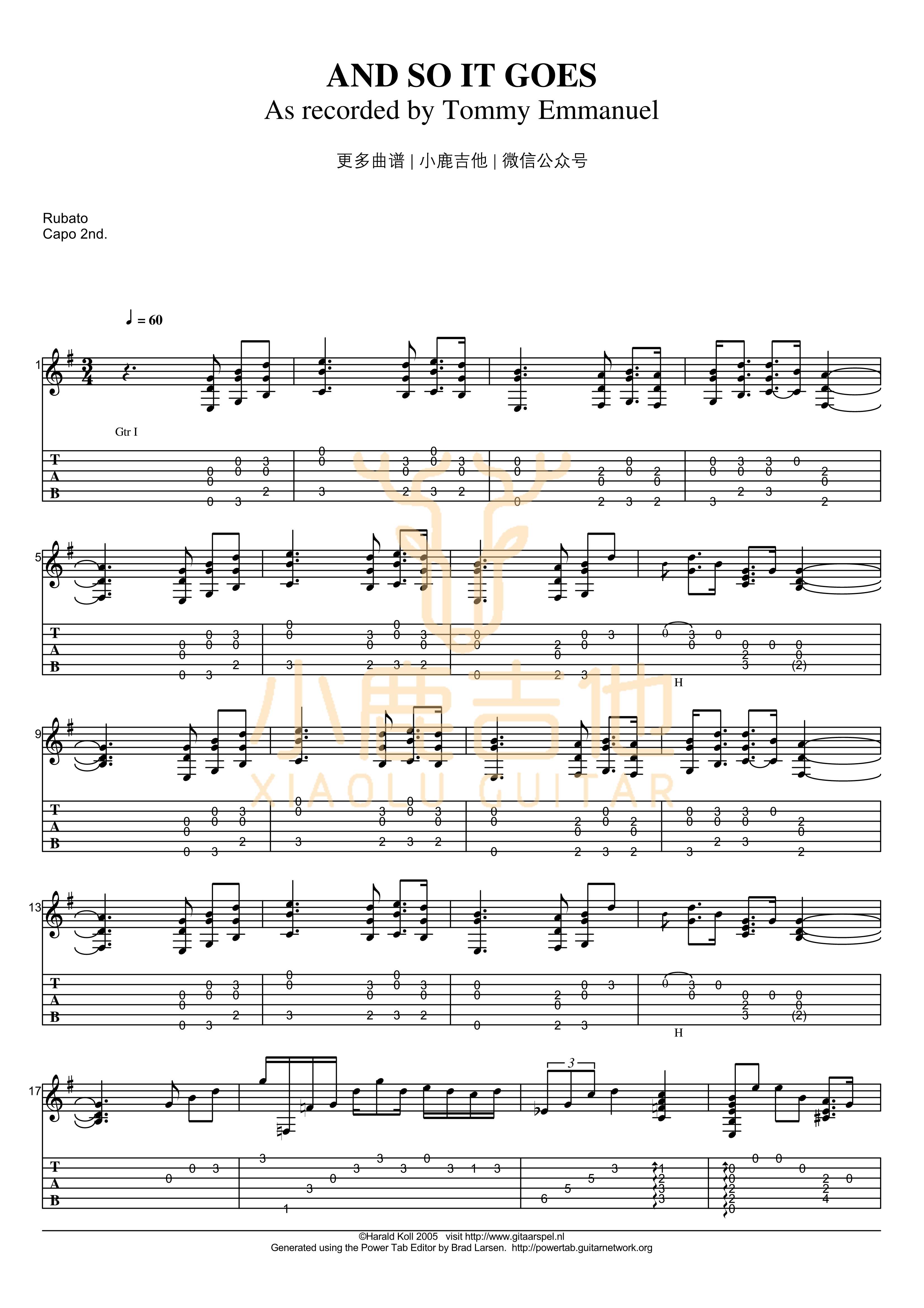 And So It Goes吉他谱_TommyEmmanuel_AndSoItGoes_小鹿吉他