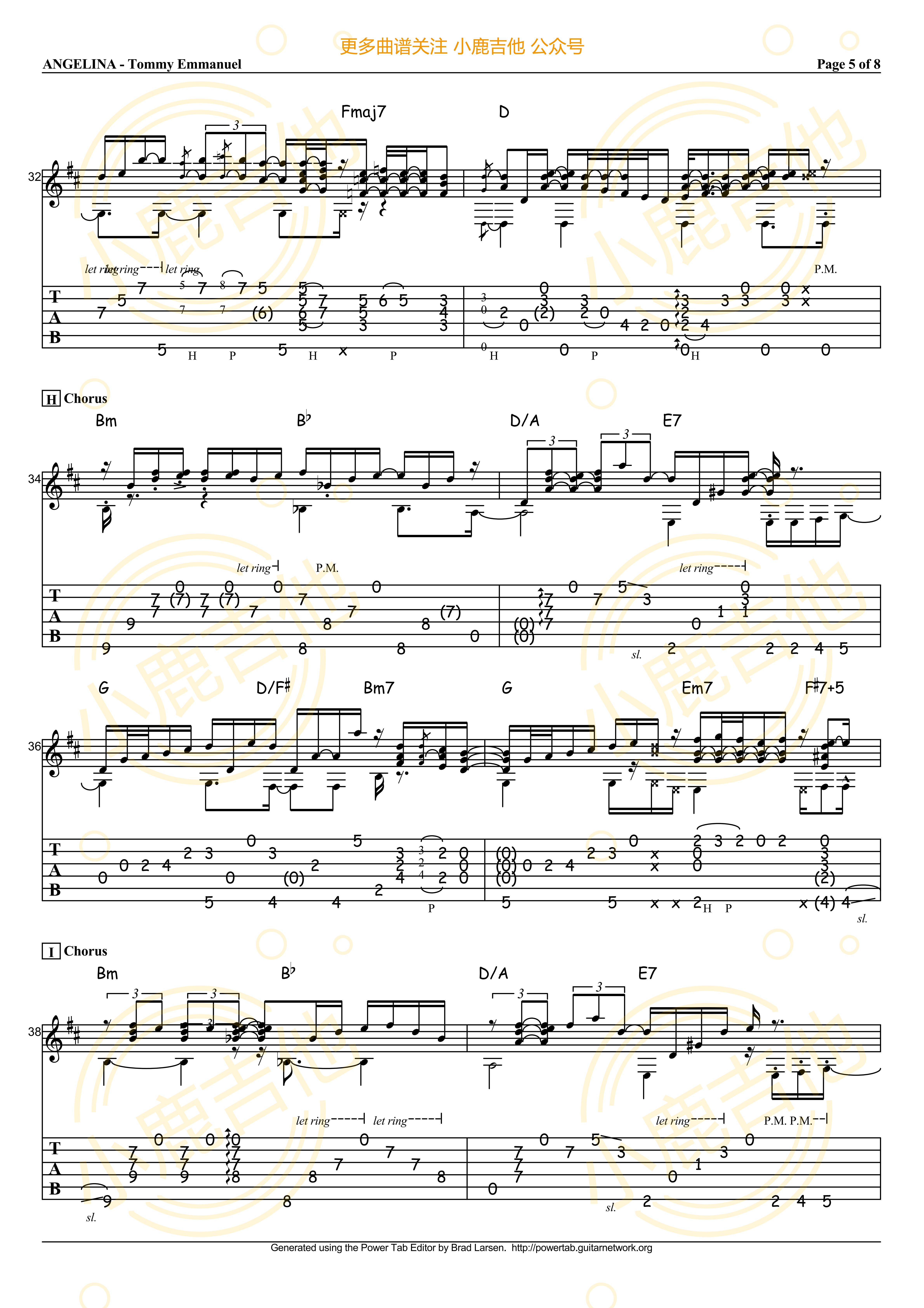 Angelina吉他谱_TommyEmmanuel_小鹿吉他