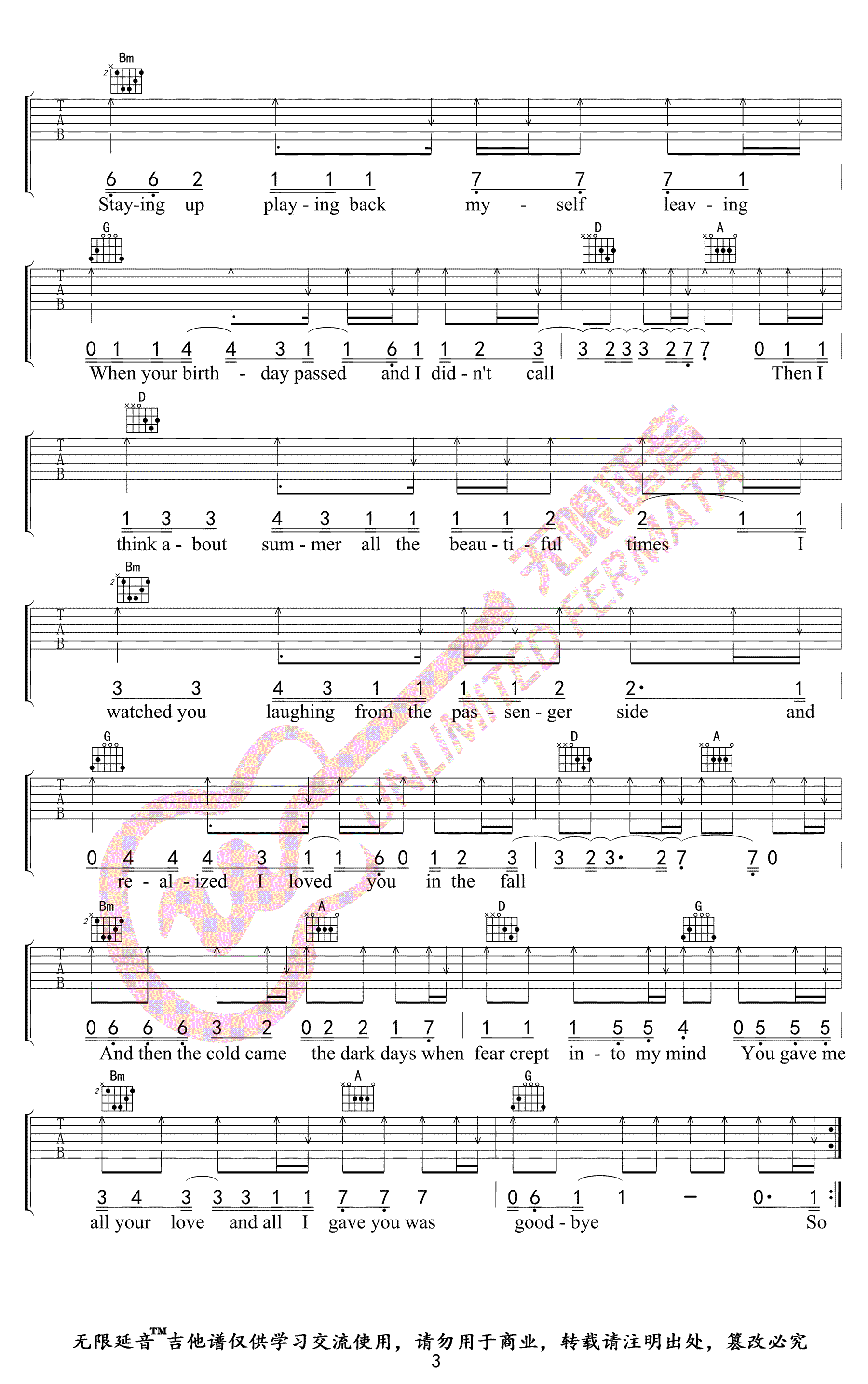 Back To December吉他谱_TaylorSwift_BackToDecember_无限延音_D调