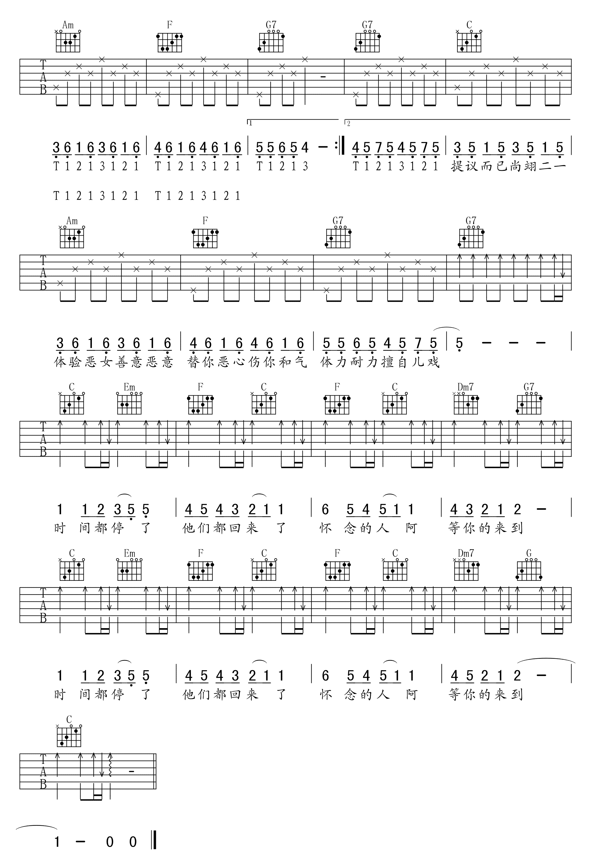 Bonus Track(T1213121)吉他谱_五月天_BonusTrack(T1213121)_木船吉他音乐工作室_C调_BonusTrack 