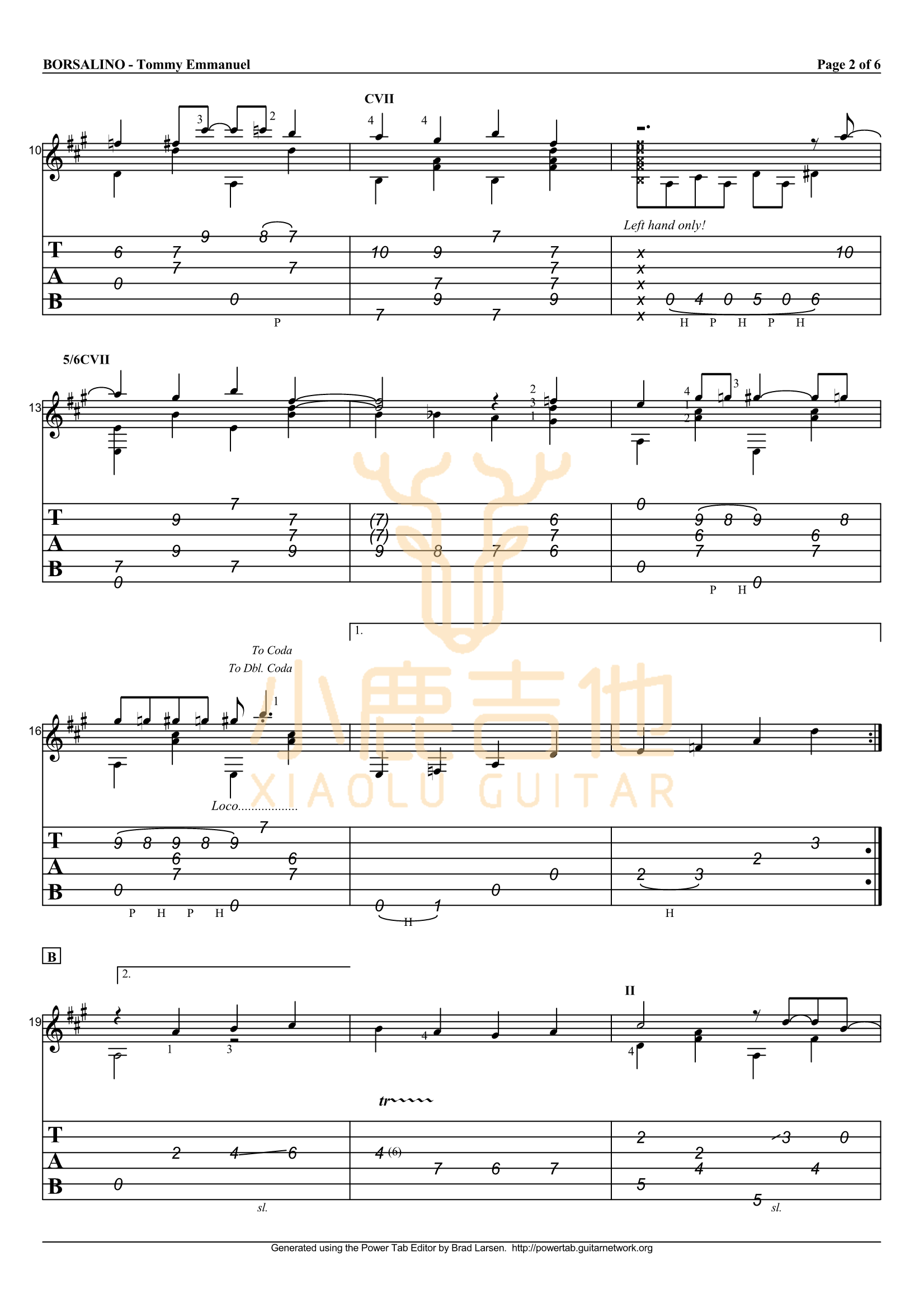 Borsalino吉他谱_TommyEmmanuel_小鹿吉他