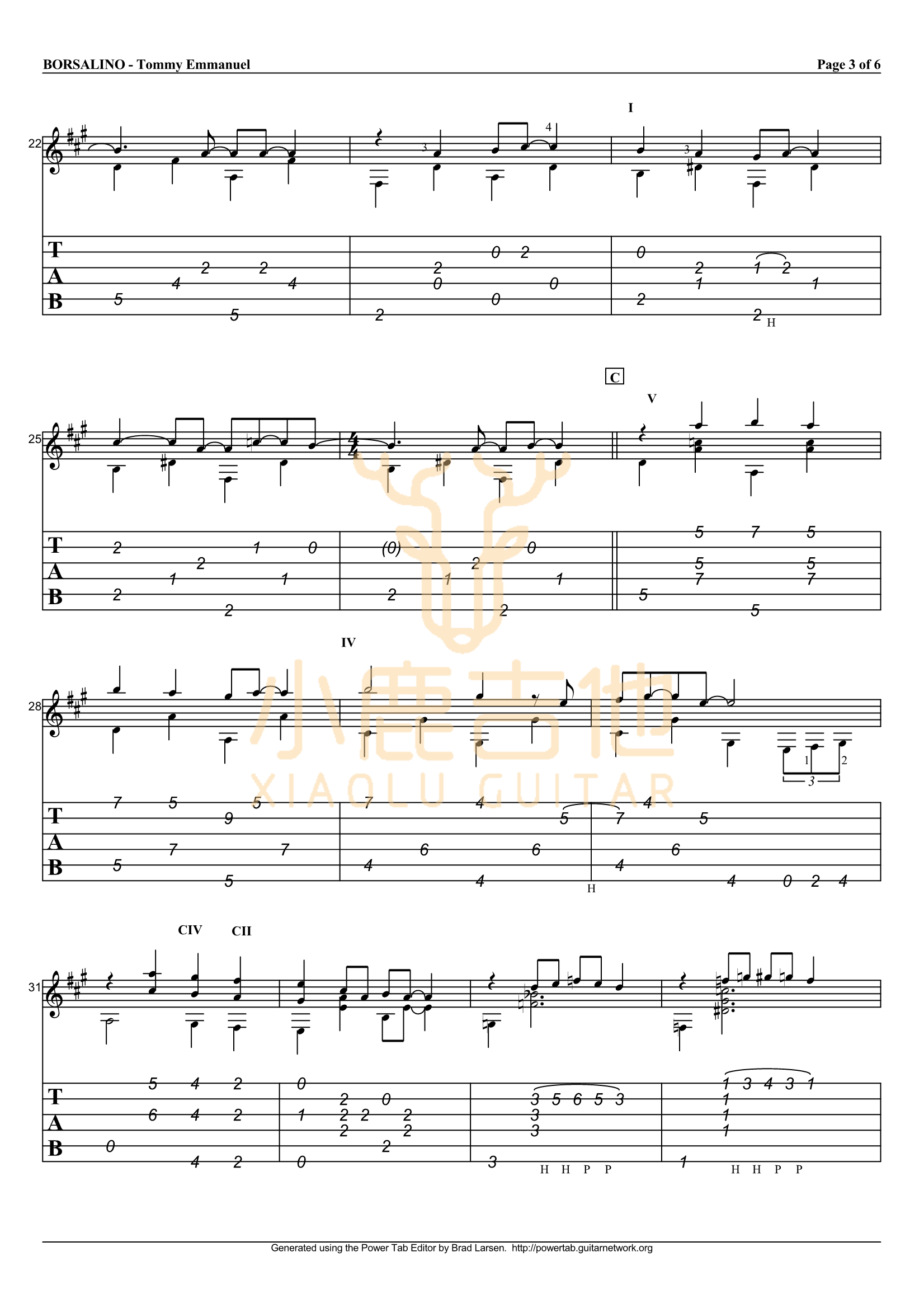 Borsalino吉他谱_TommyEmmanuel_小鹿吉他