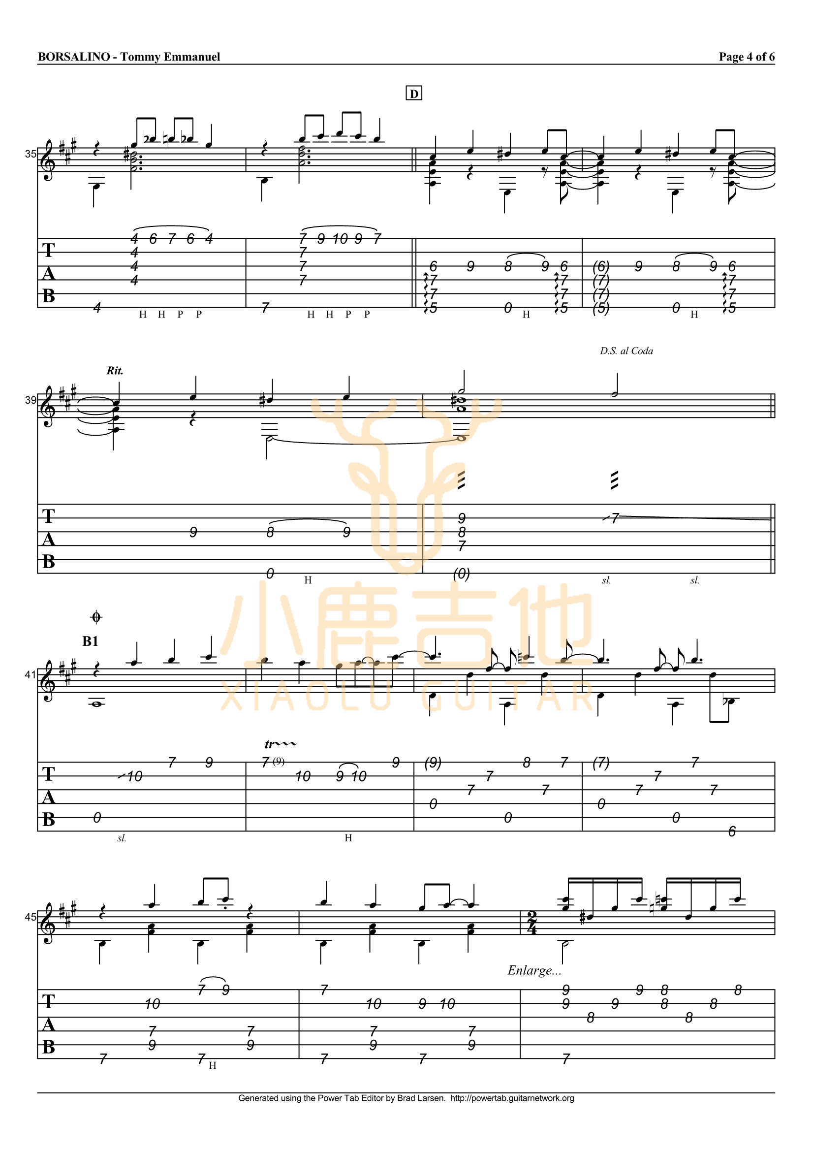 Borsalino吉他谱_TommyEmmanuel_小鹿吉他