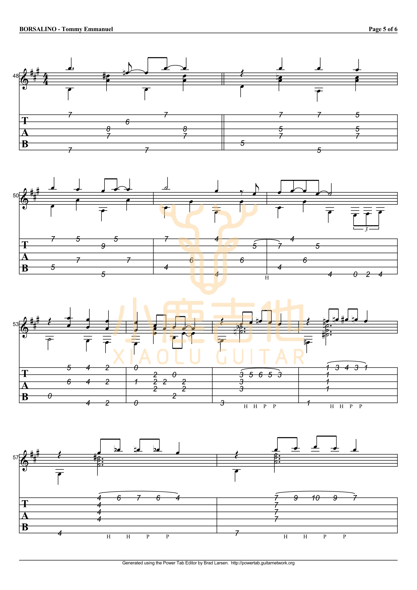 Borsalino吉他谱_TommyEmmanuel_小鹿吉他