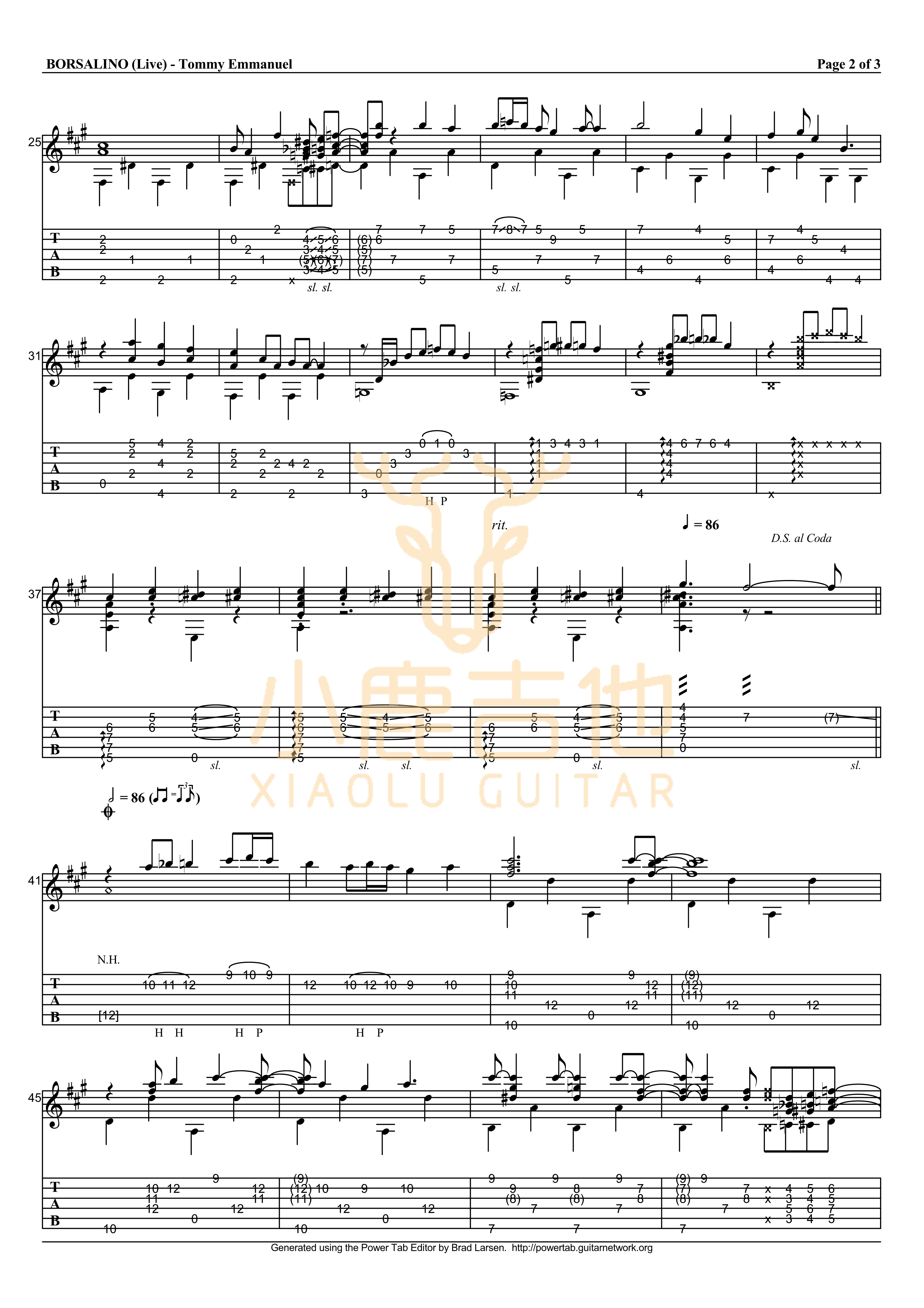 Borsalino live吉他谱_TommyEmmanuel_Borsalinolive_小鹿吉他