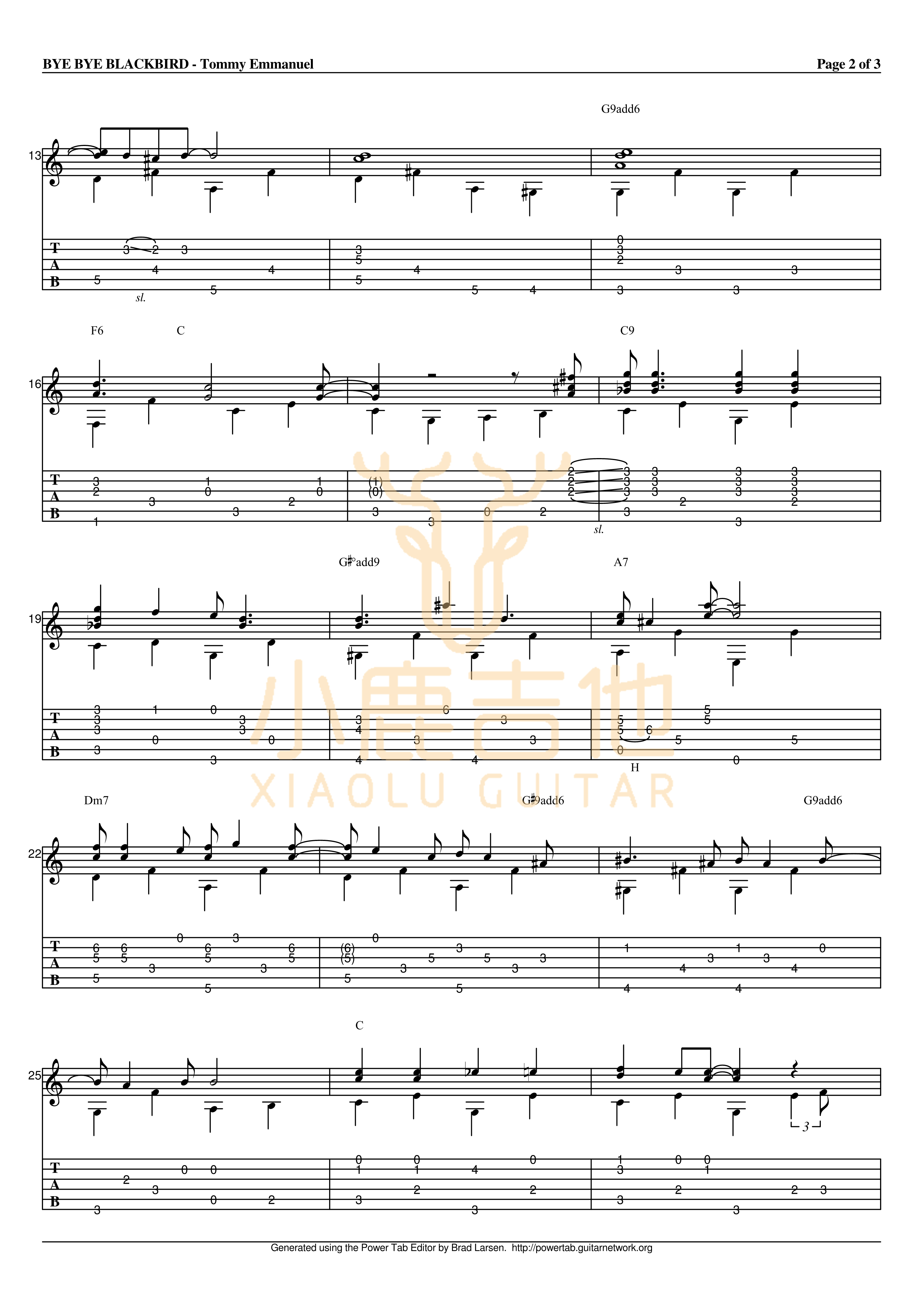 Bye Bye Blackbird吉他谱_TommyEmmanuel_ByeByeBlackbird_小鹿吉他