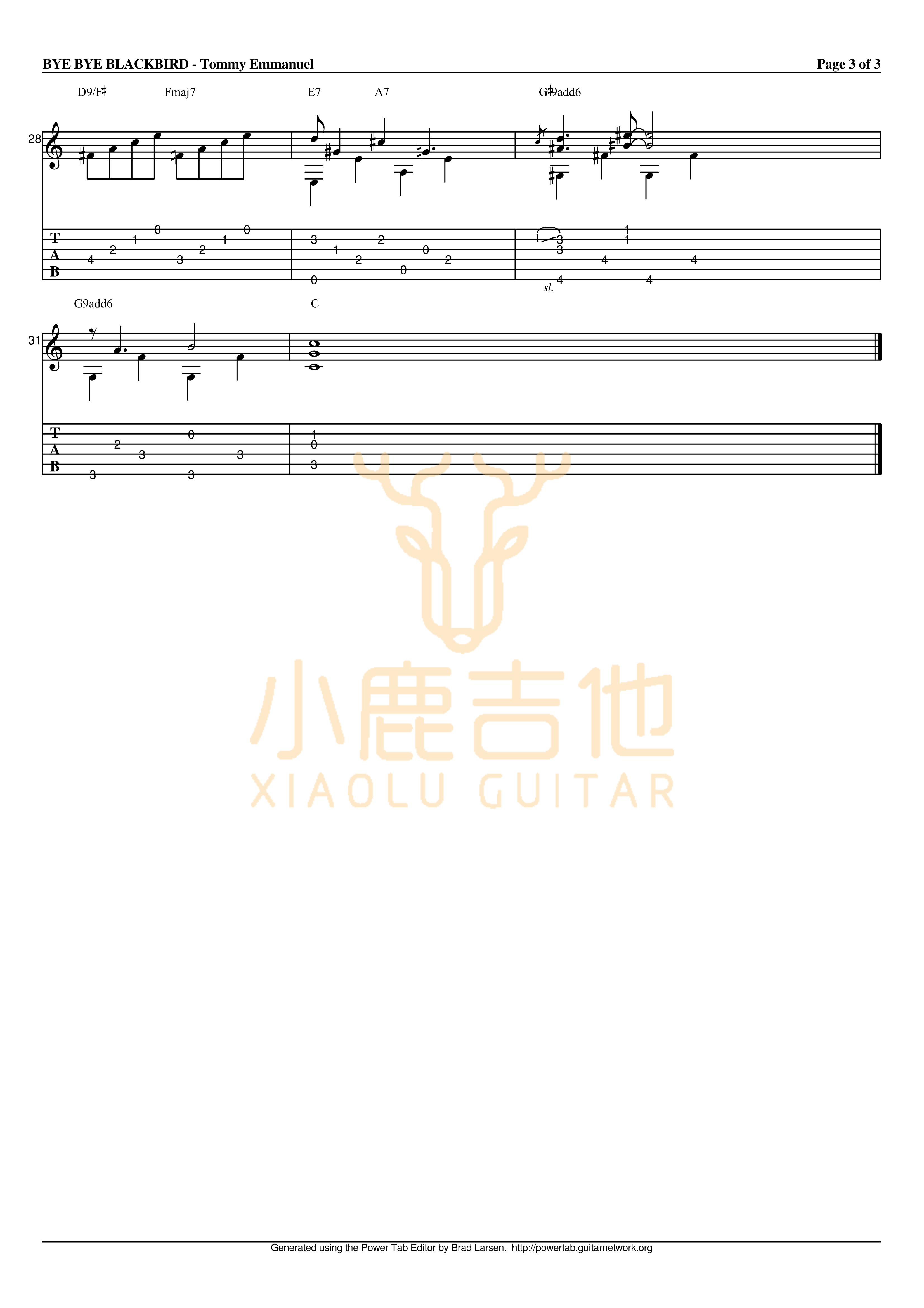 Bye Bye Blackbird吉他谱_TommyEmmanuel_ByeByeBlackbird_小鹿吉他