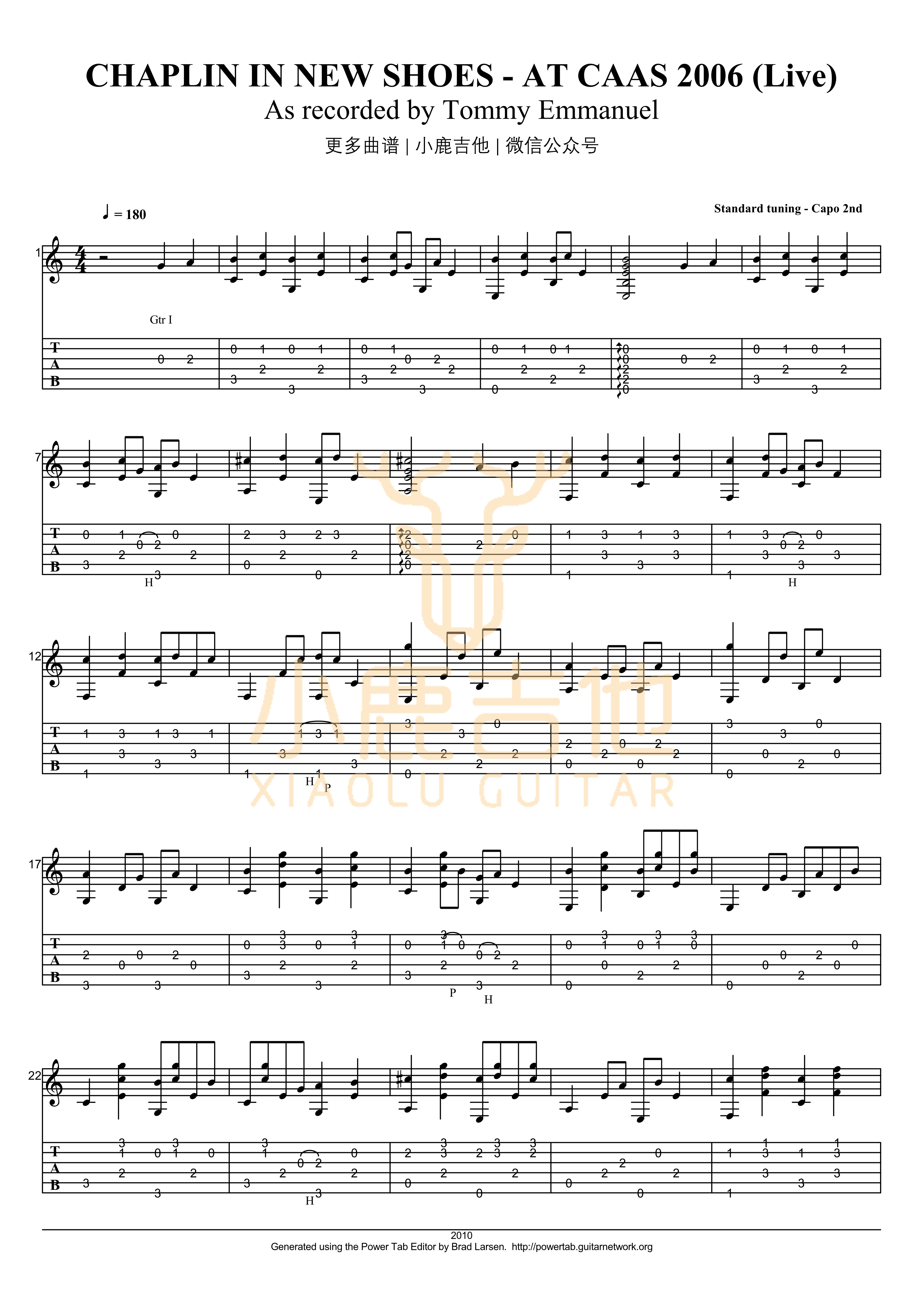 Chaplin In New Shoes吉他谱_TommyEmmanuel_ChaplinInNewShoes_小鹿吉他