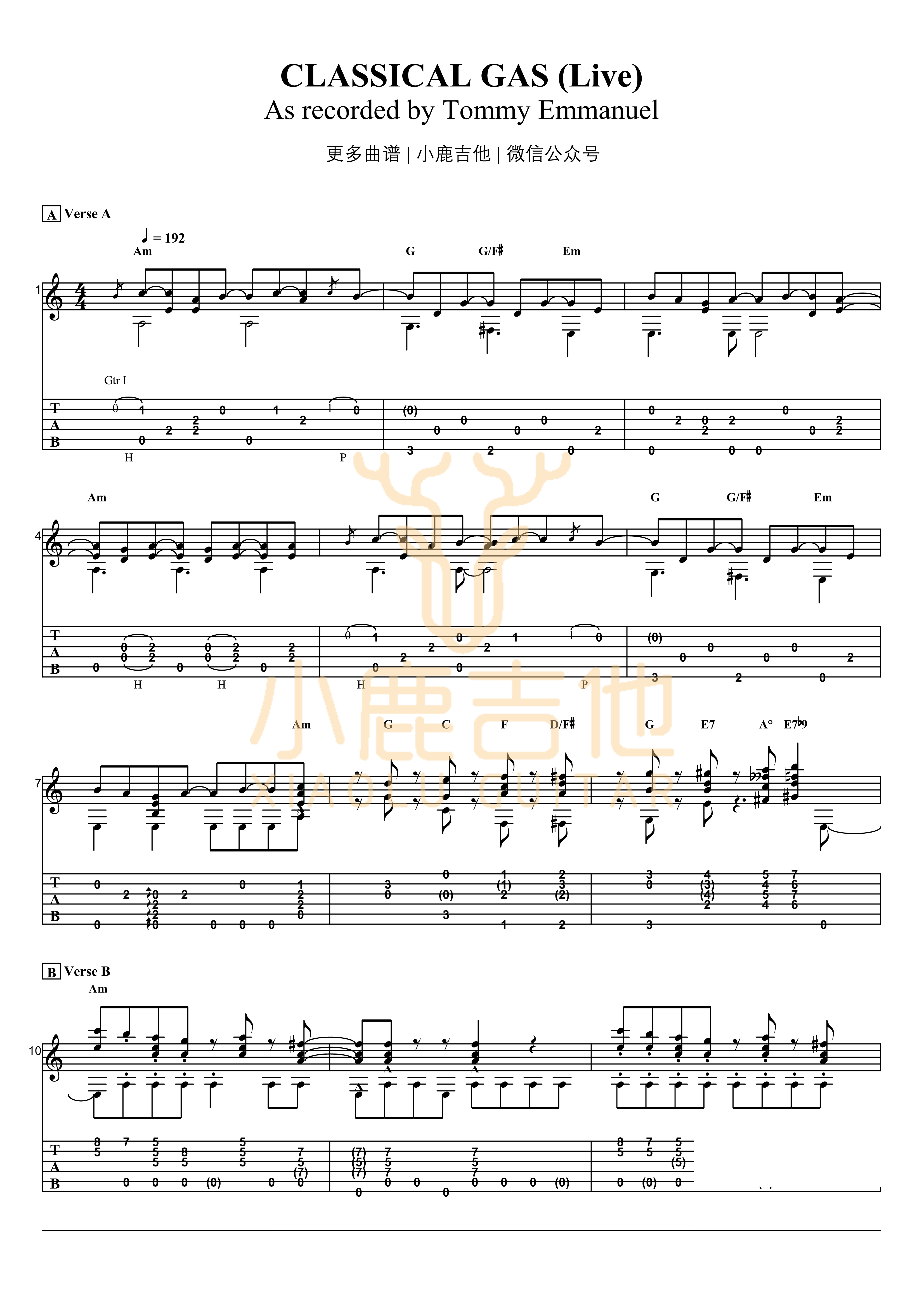 Classical Gas吉他谱_TommyEmmanuel_ClassicalGas_小鹿吉他