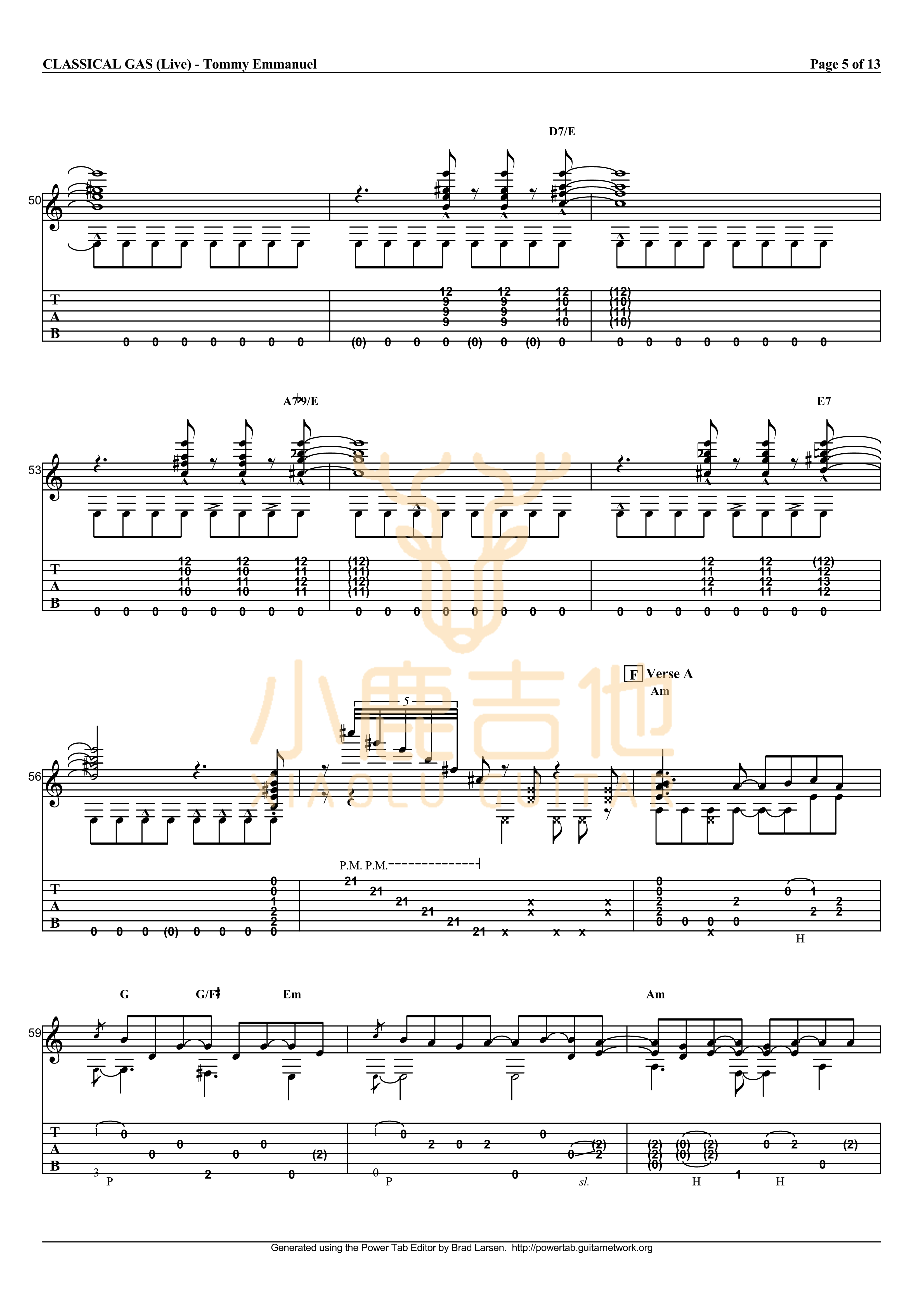 Classical Gas吉他谱_TommyEmmanuel_ClassicalGas_小鹿吉他