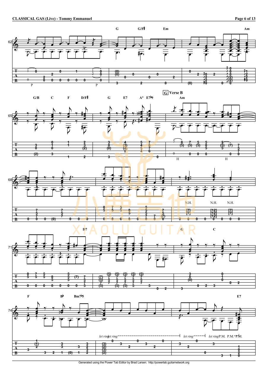 Classical Gas吉他谱_Classical-Gas_Tommy-Emmanuel_小鹿吉他 