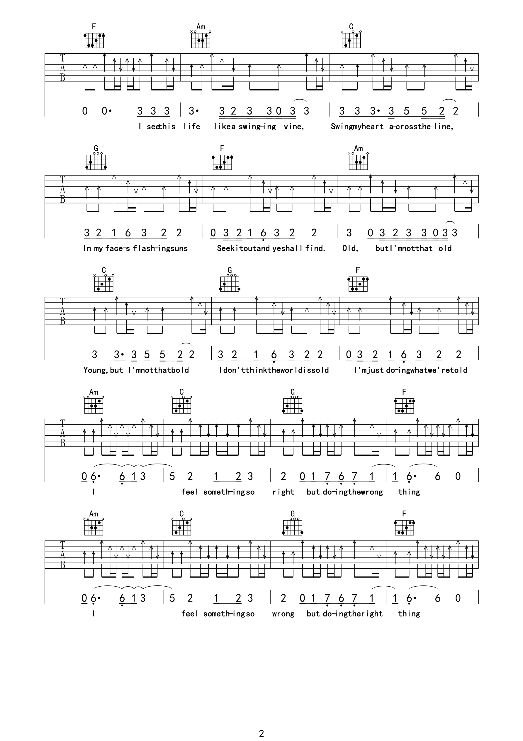 Counting Stars吉他谱_onerepublic_CountingStars_船长与柴郡猫_E调