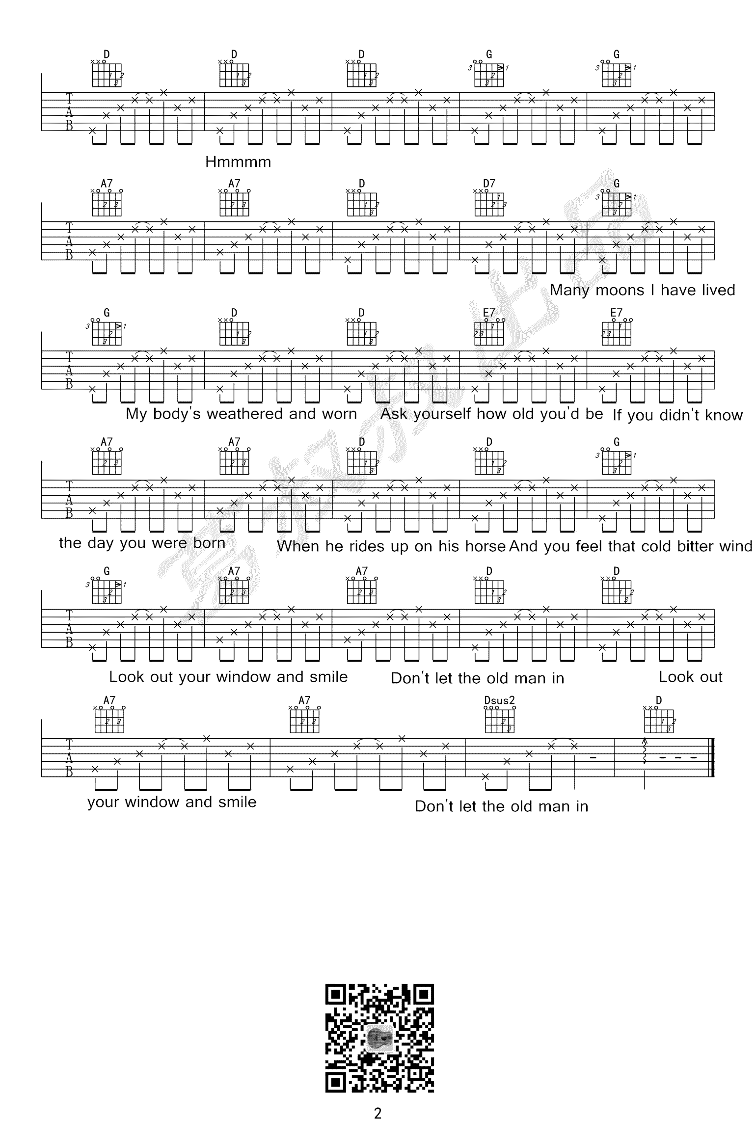 Don't Let the Old Man In吉他谱_TobyKeith_Don&amp039tLetth_葛叔叔_D调_DontLettheOldManIn 