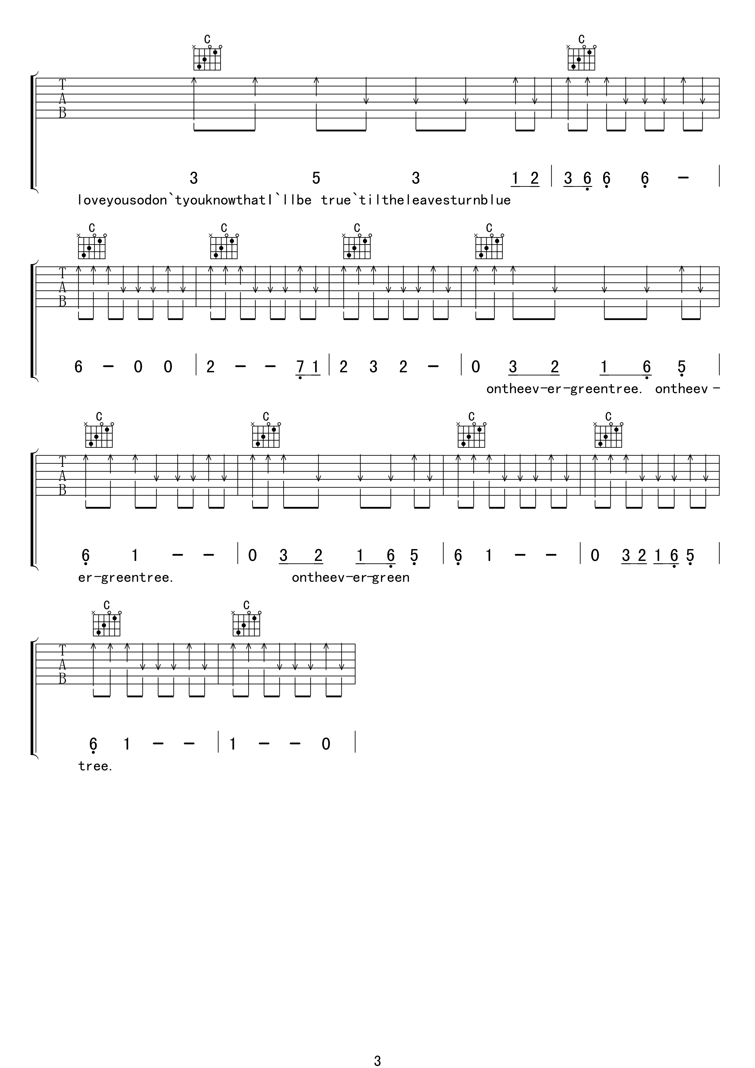 Evergreen Tree吉他谱_cliffrichard_EvergreenTree_17吉他_C调