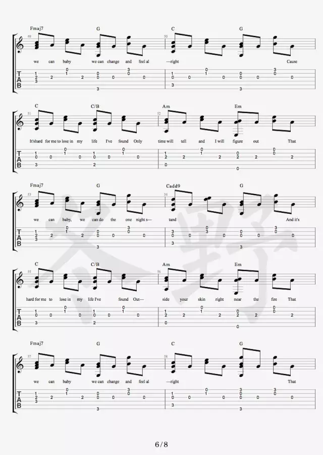 Free Loop吉他谱_DanielPowter_FreeLoop_冬野吉他