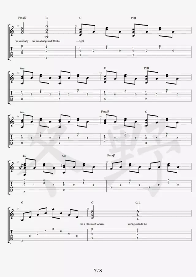 Free Loop吉他谱_DanielPowter_FreeLoop_冬野吉他