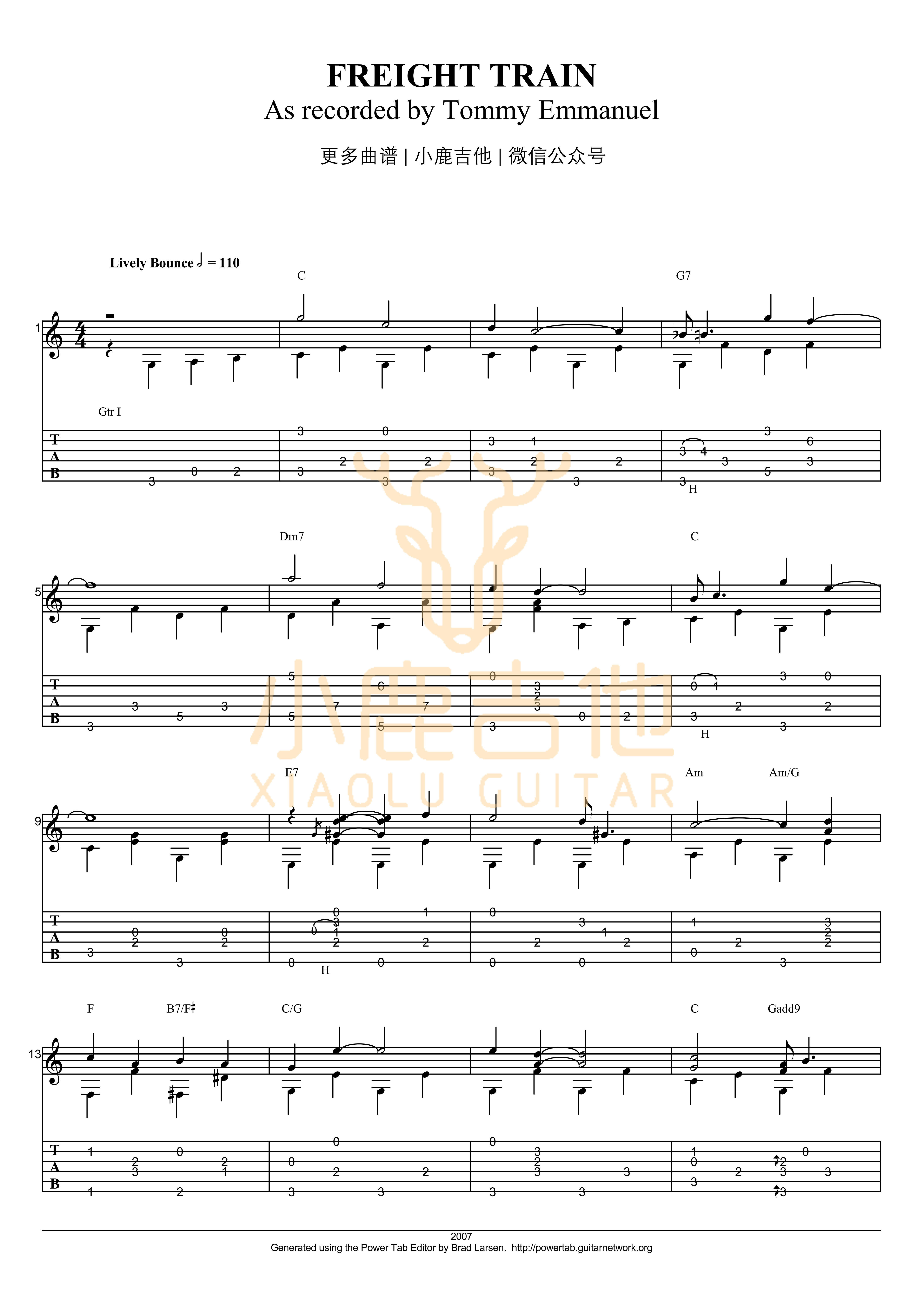 Freight Train吉他谱_TommyEmmanuel_FreightTrain_小鹿吉他